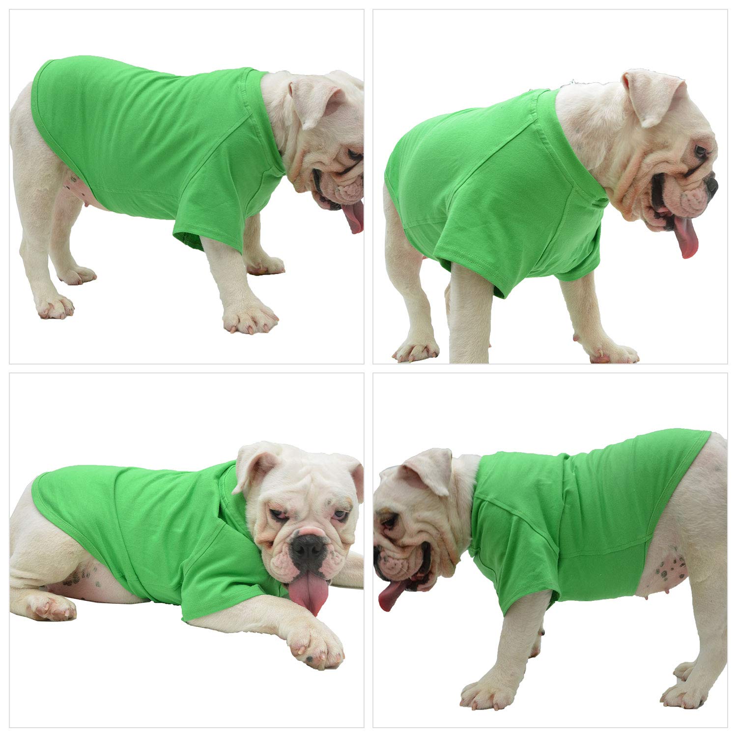 Lovelonglong Bulldog Clothes Dog Clothing Blank T-Shirt Tee Shirts For French Bulldog English Bulldog American Pit Bull Pugs 100% Cotton Skin Care Green B-L