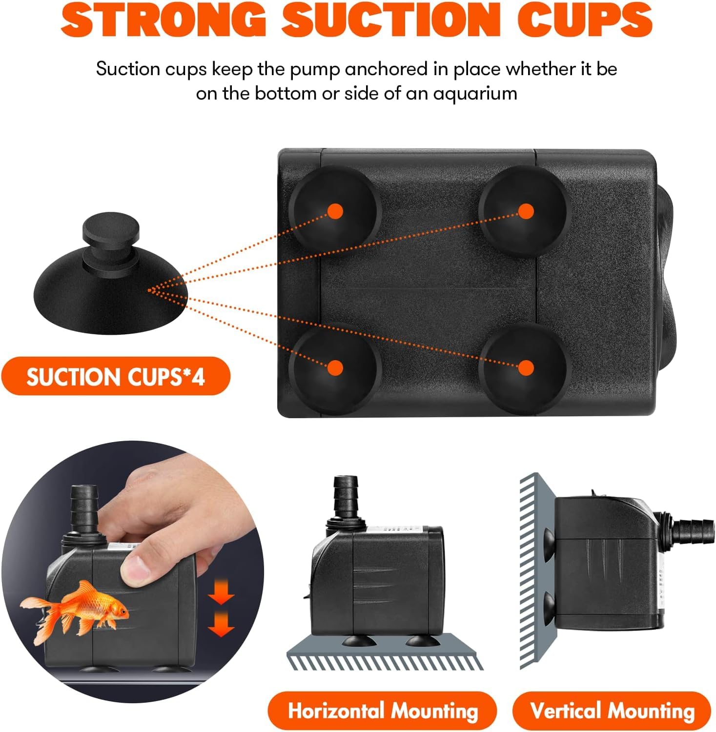 Simple Deluxe Submersible Water Pump For Fish Tank, Hydroponics, Aquaponics, Fountains, Ponds, Statuary, Aquariums & Inline, Black