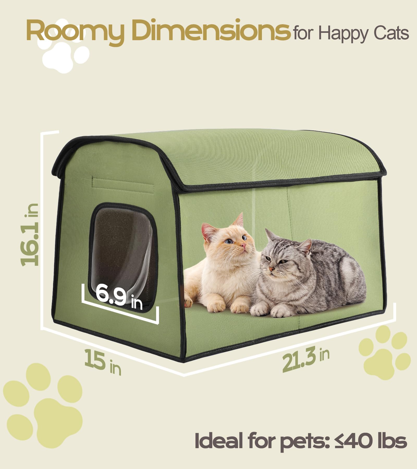 Heated Cat Houses For Outdoor Cats, Waterproof Insulated Cat House Outdoor, Warm & Durable Kitty Shelter For Community Feral Cat