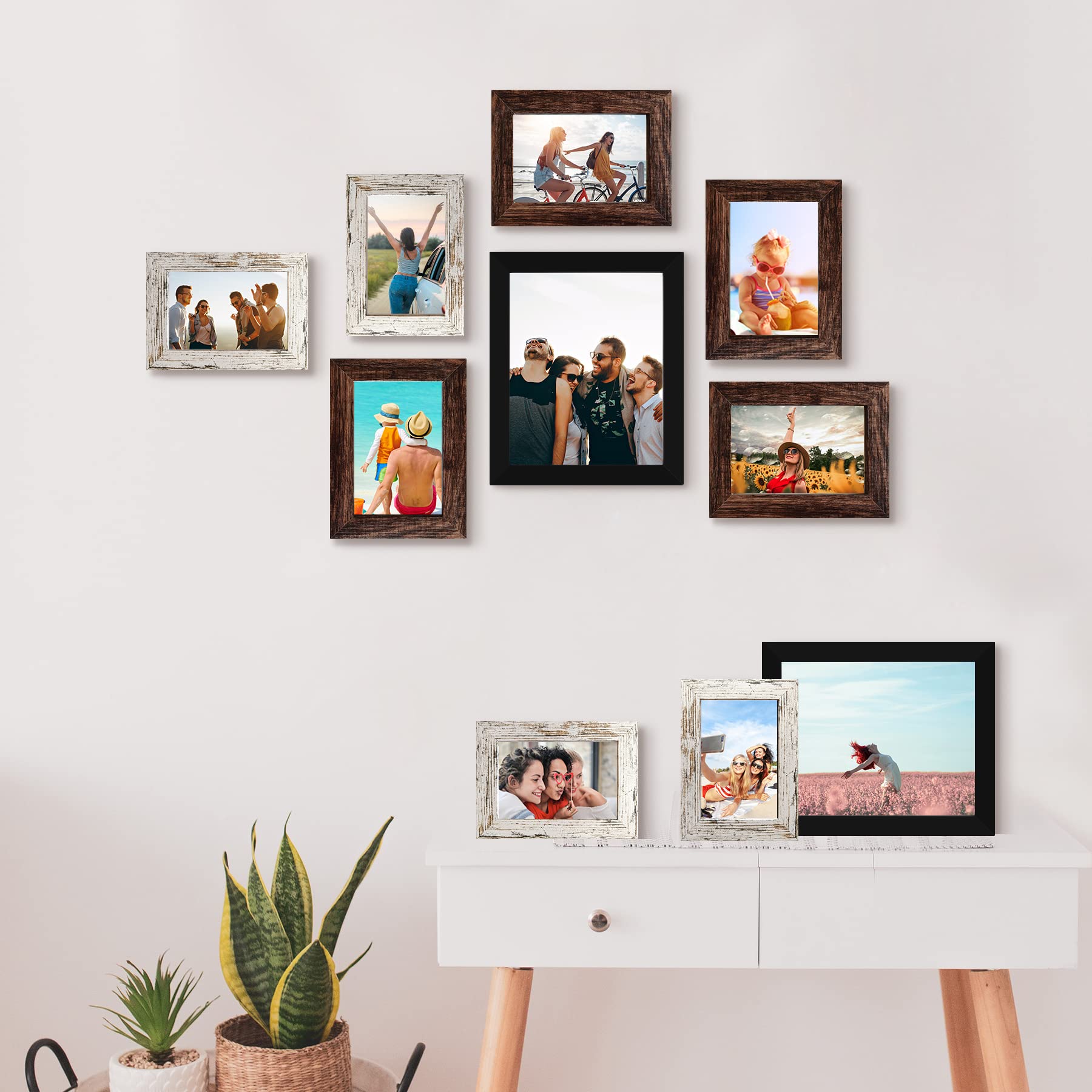 Luckylife Picture Frame Set 10-Pack, Gallery Wall Frame Collage With 8X10 5X7 4X6 Frames In 3 Different Finishes
