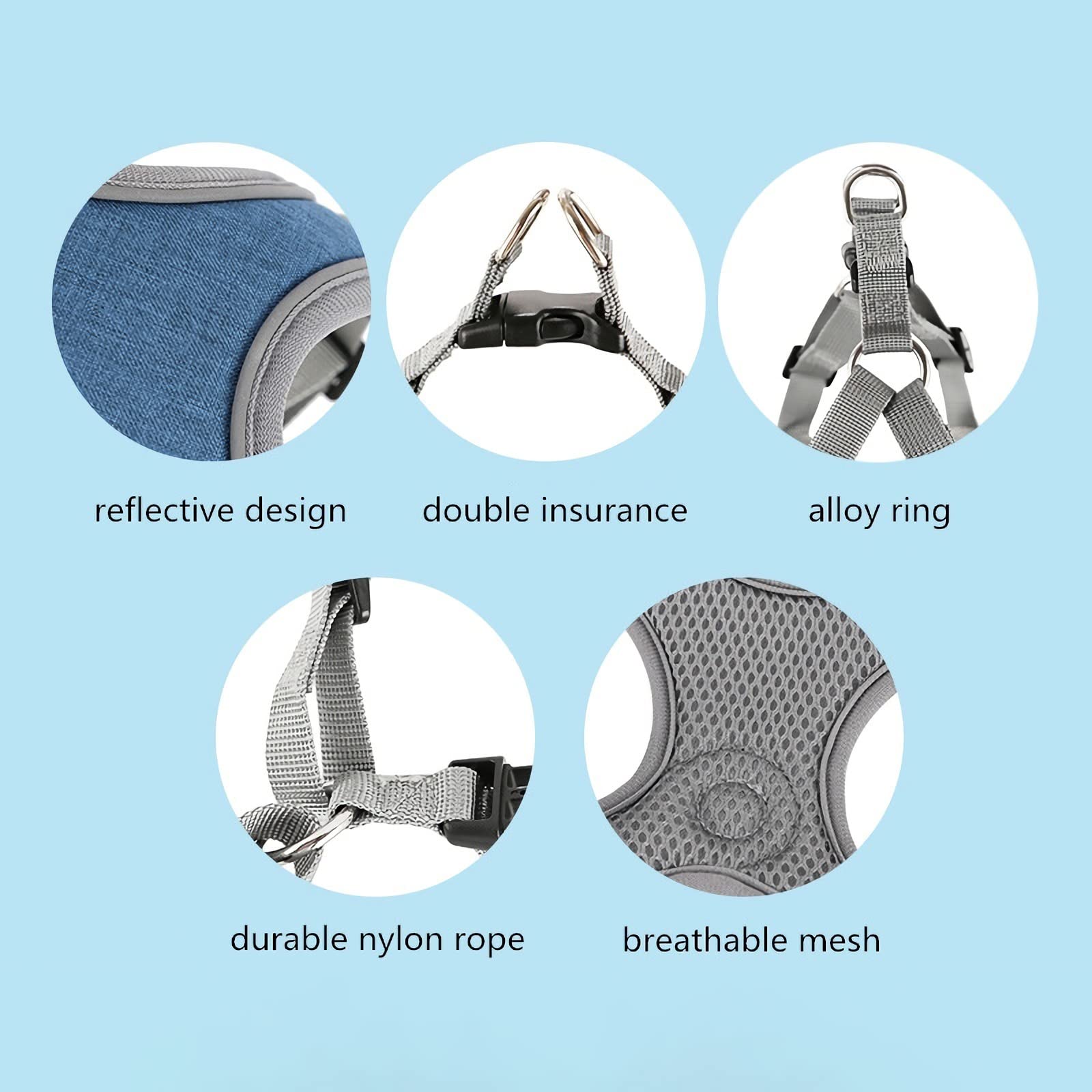 Dog Harness with Leash Set, No Pull Adjustable Step in Collars Harness with Breathable Padded Vest for Small Medium Large Dogs T