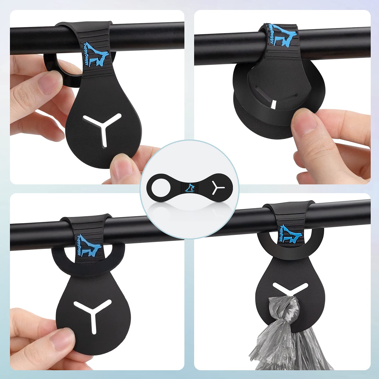 Puppydoggy Dog Poop Bag Holder For Leash Waste Bag Carrier Dog Poop Bag Dispenser For Walking Running Bicycle Accessory 2 Pieces (Green)