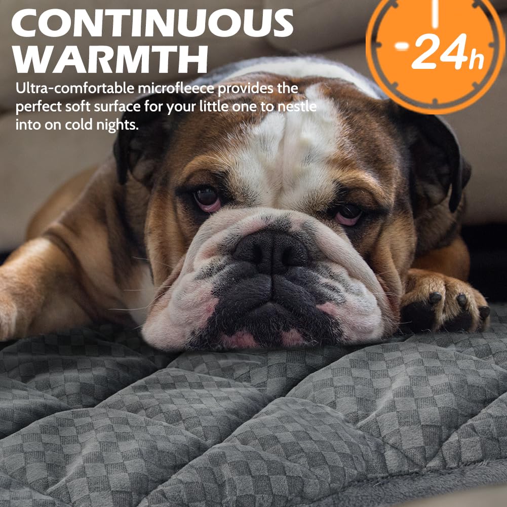 Argopet Cat Bed (30X19In) Self Warming, Polyester, Checkered Grey, 16Oz, Machine Washable, Anti-Slip, Pet Bed Mat For Indoor & O