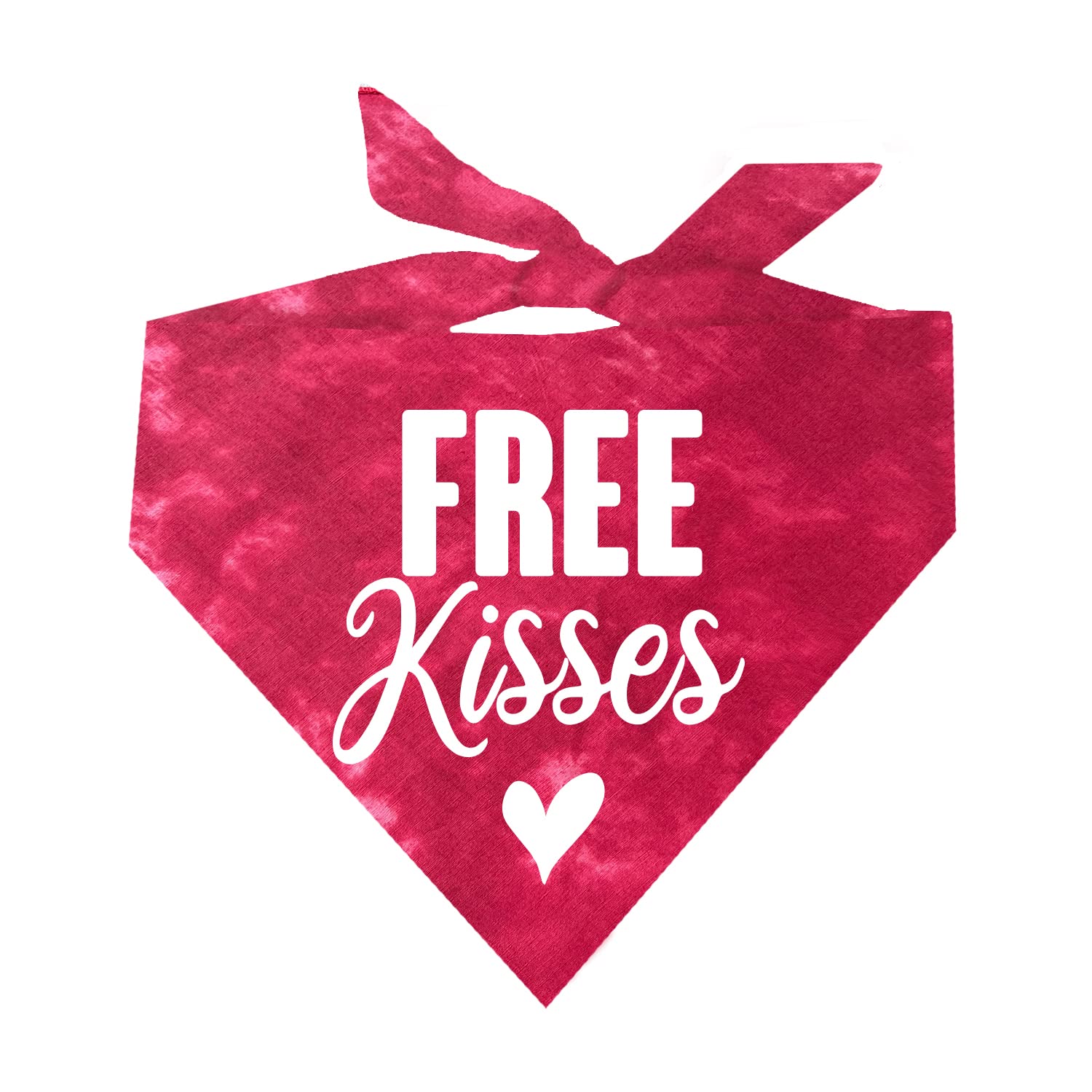 Free Kisses With Heart Dog Bandana (Red Tie Dye, 196 Os)