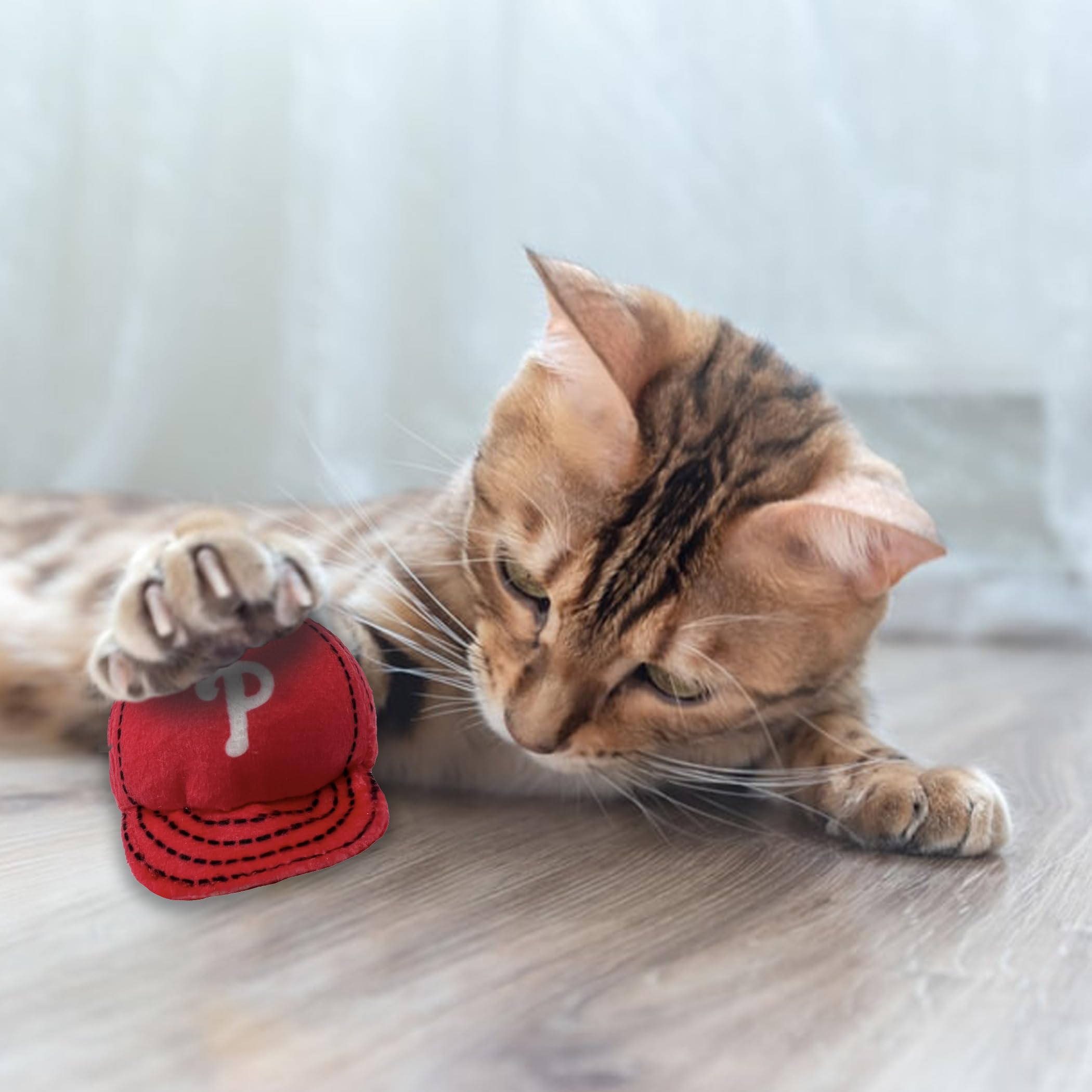 Best Plush Cat Toy - Mlb Philadelphia Phillies Complete Set Of 3 Piece Cat Toys Filled With Catnip. Incld: 1 Baseball Cap Cat To