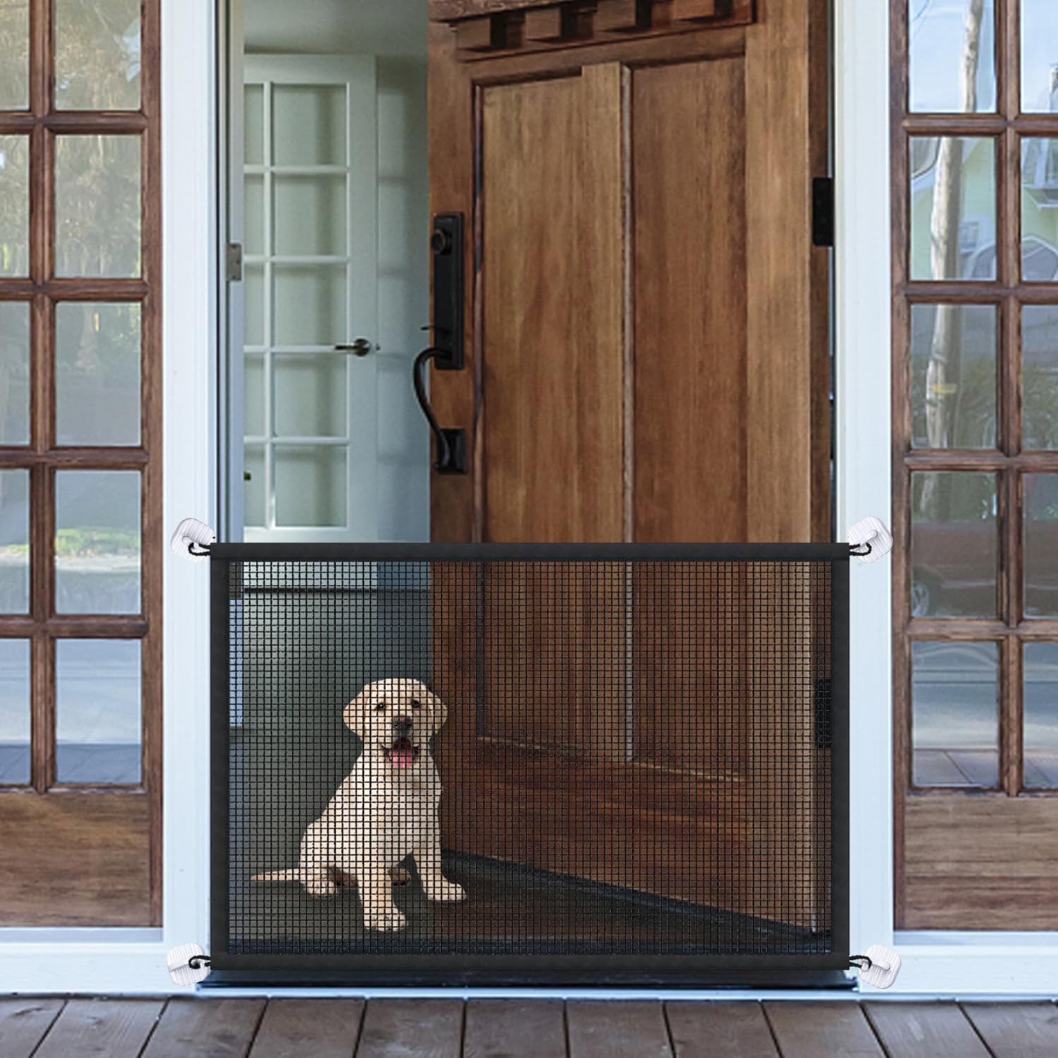 Mesh Dog Gate for Pets, Magic Pet Gate for The House, Portable Indoor Puppy Safety Fence Guard for Stairs and Doorways, Easy Ins