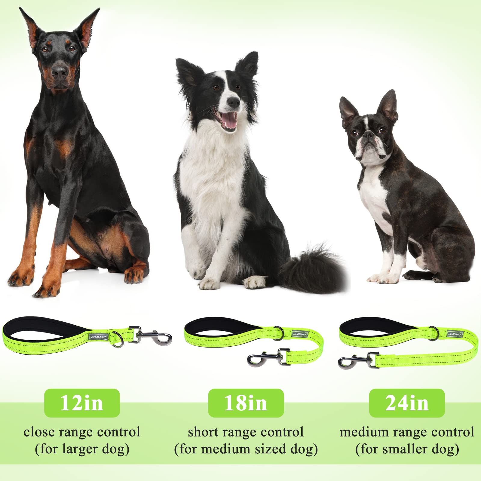 Vivaglory Short Dog Leash For Medium & Large Dogs, 18Inch, Bright Yellow