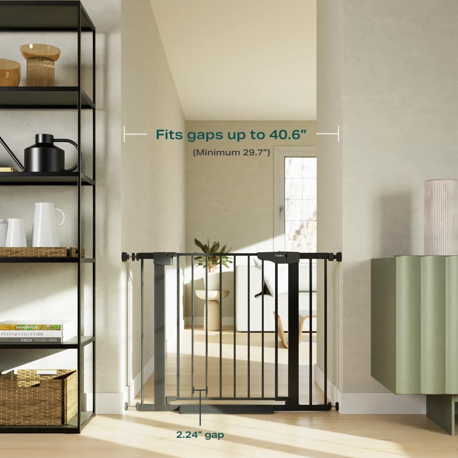 Cumbor 29.7-40.6'' Baby Gate for Stairs, Mom's Choice Awards Winner-Dog Gate for Doorways, Pressure Mounted Self Closing Pet Gat