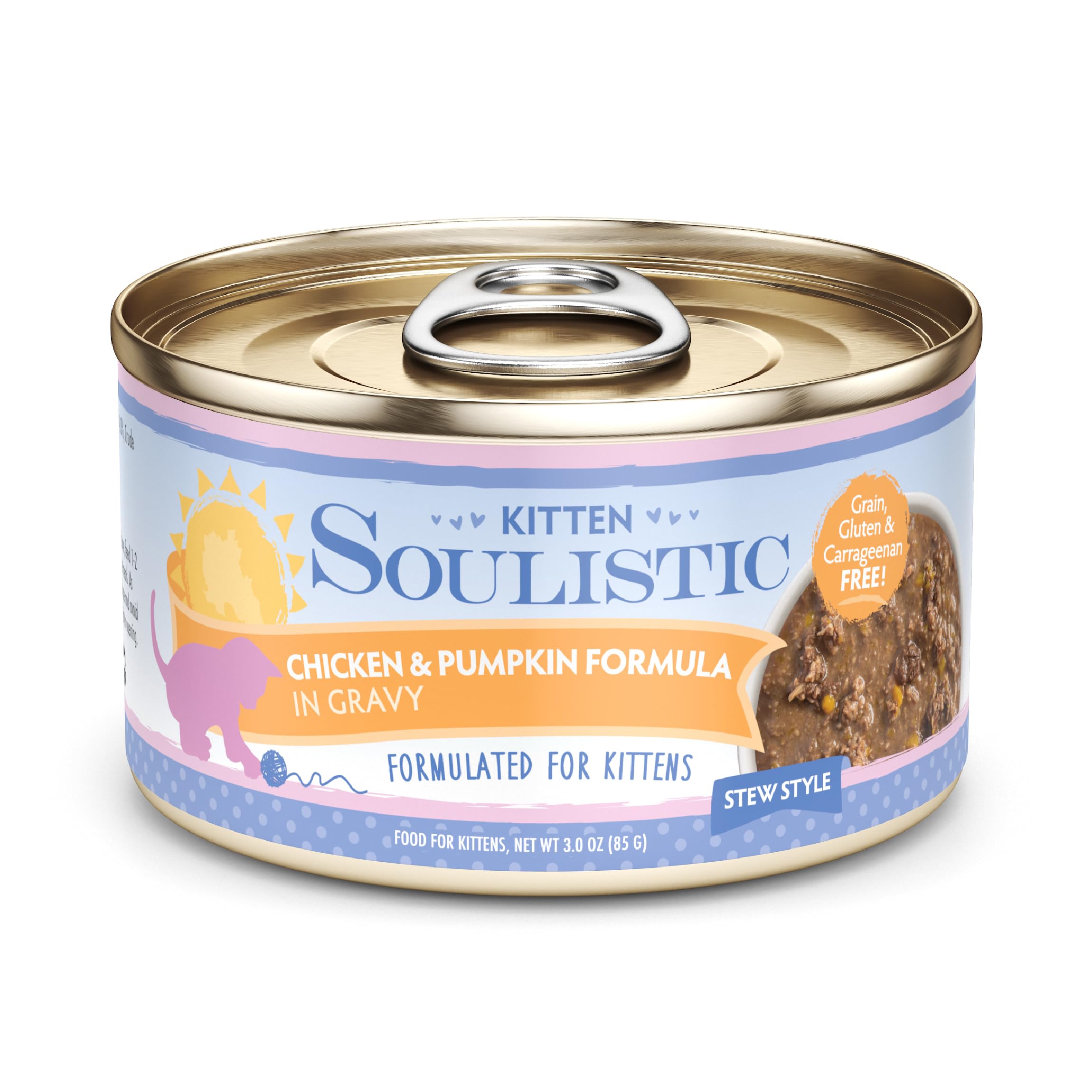 Soulistic Kitten, Chicken and Pumpkin Formula in Gravy, 3oz Can, Pack of 12