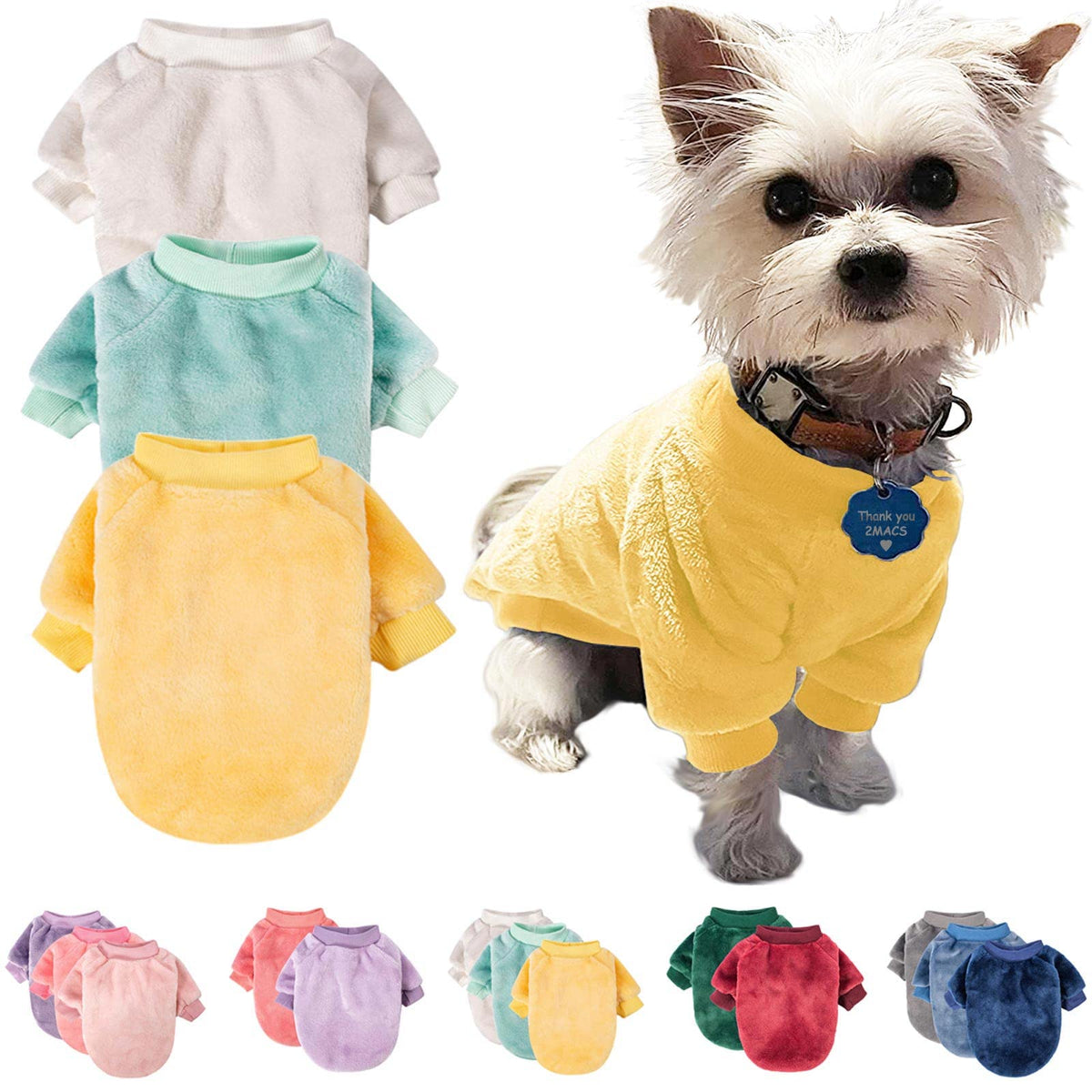 Dog Sweater, Pack Of 2 Or 3, Dog Clothes, Dog Coat, Dog Jacket For Small Or Medium Dogs Boy Or Girl, Ultra Soft And Warm Cat Pet Sweaters (Large, Beige,Light Green,Yellow)