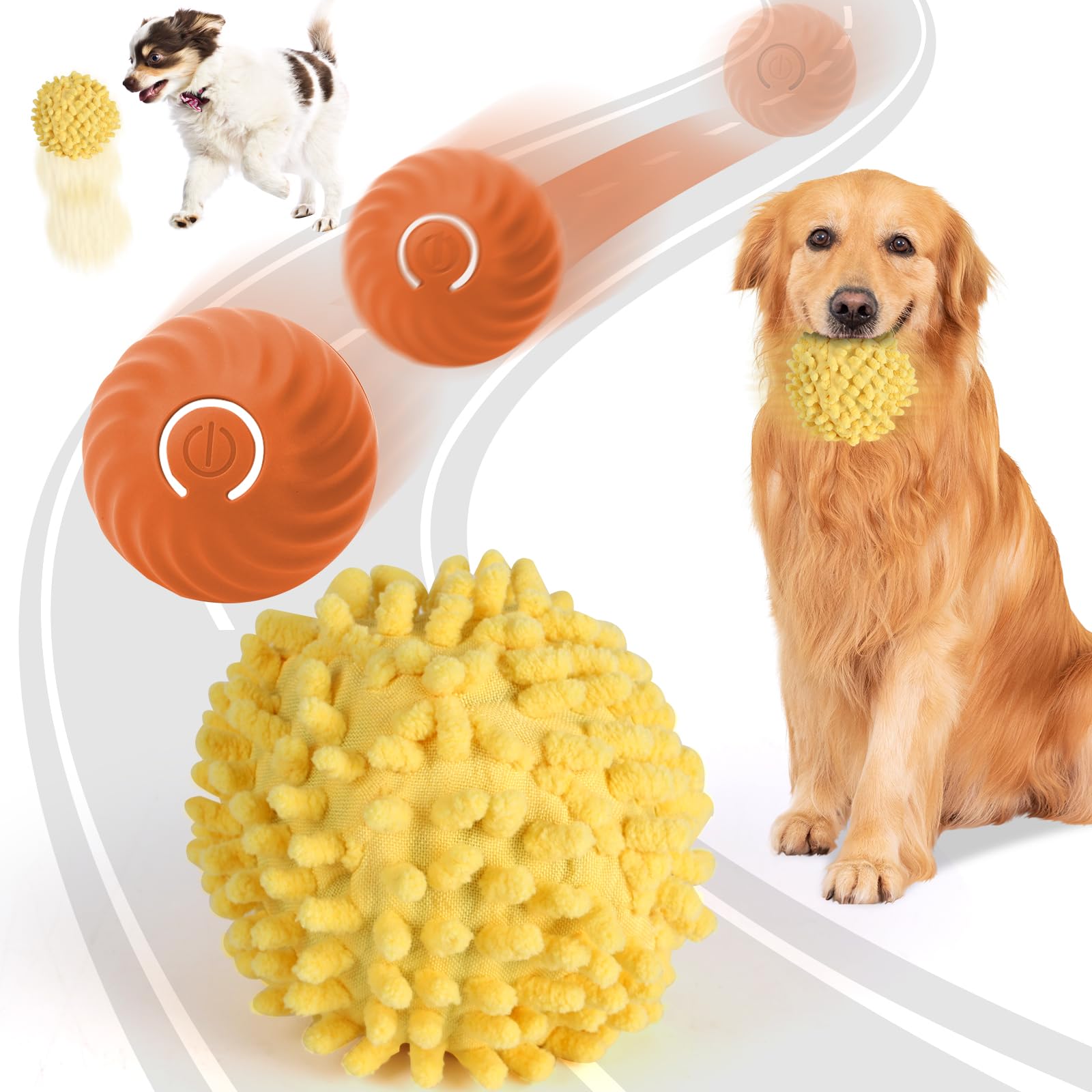 Interactive Dog Toys, Self Moving Dog Toy With Cover, Bouncing & Rotating Peppy Pet Ball For Dogs, Electric Ball Toys For Large 