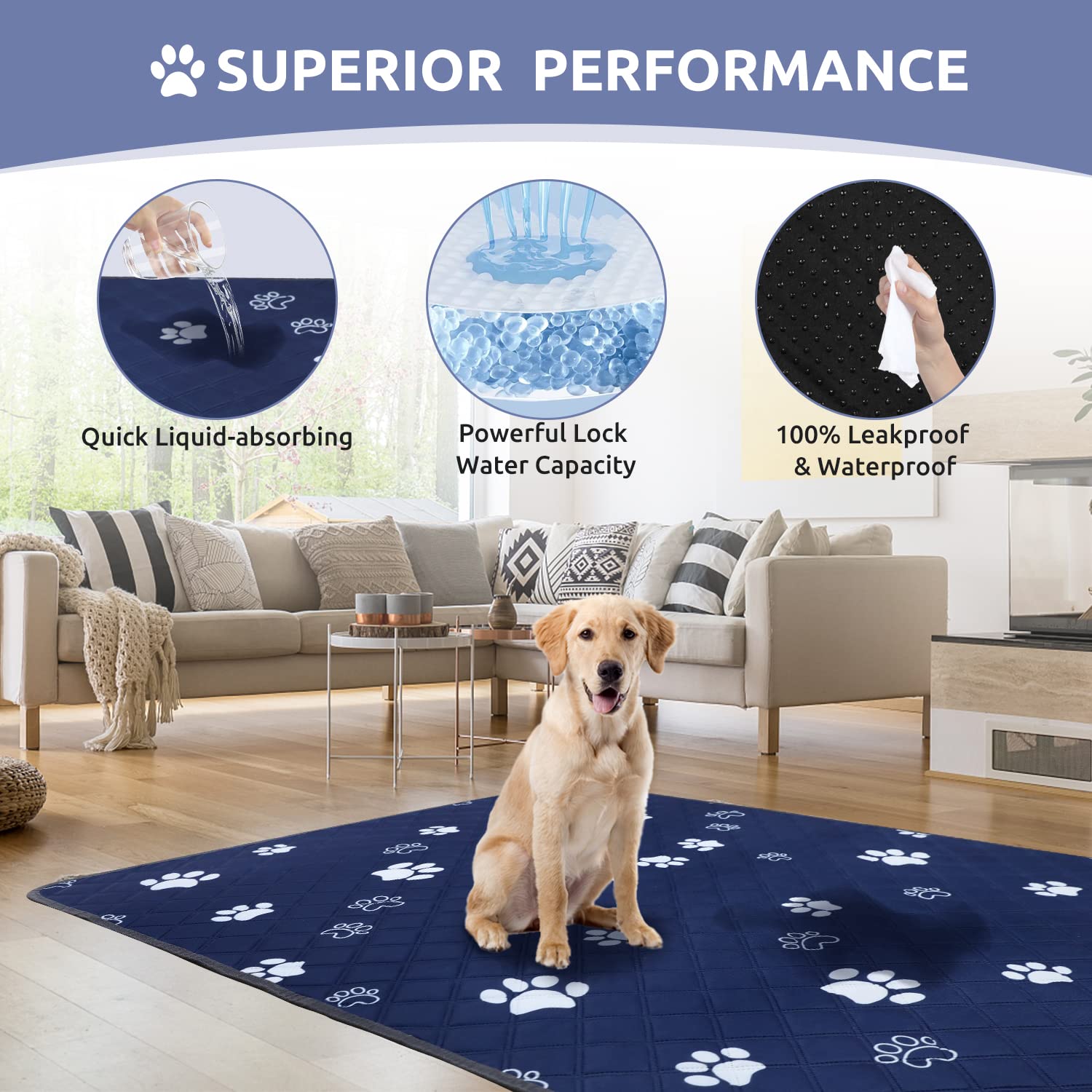 Washable Pee Pads for Dogs Extra Large 1 Pack,48*65 Reusable Puppy Pads Pet Training Pads with Great Absorbent,Leakproof Fab