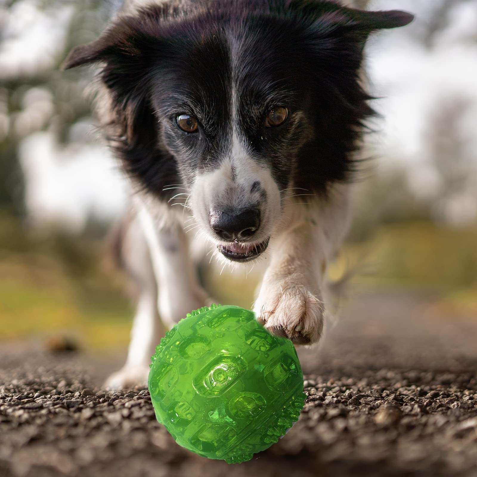 Pjdh 3 Packs Dog Balls Dog Toys, Indestructible Dog Balls For Aggressive Chewers, Balls For Medium Large Dog, Squeaky Kong Ball For Training Playing Pet Toys, 3.2Inch Dog Toy Balls, Green+Blue+Purple