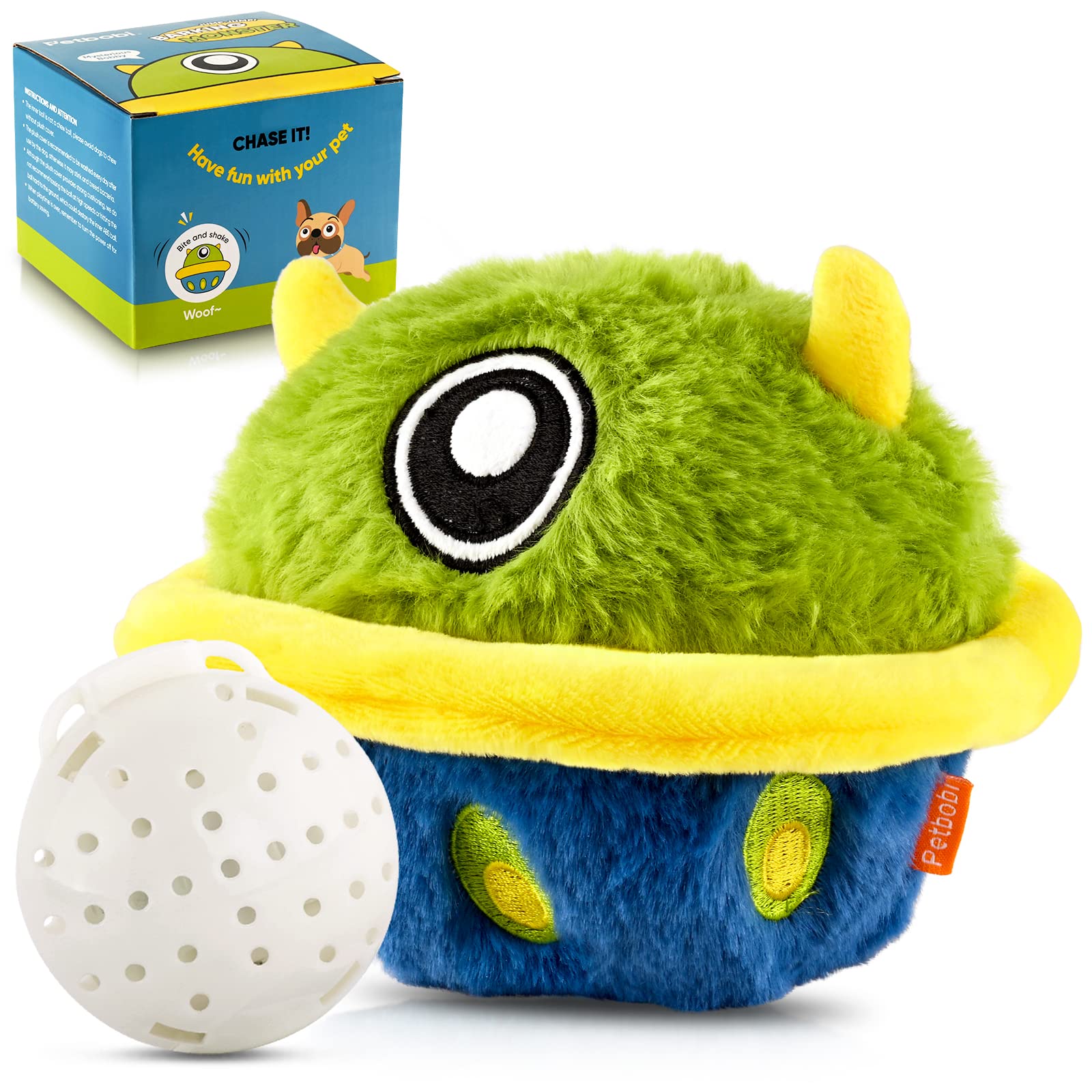 Petbobi Interactive Dog Toys Monster Plush Toy Shake Squeaky Crazy Bouncer Ball Battery Operated Toy For Small Medium Puppy Moto