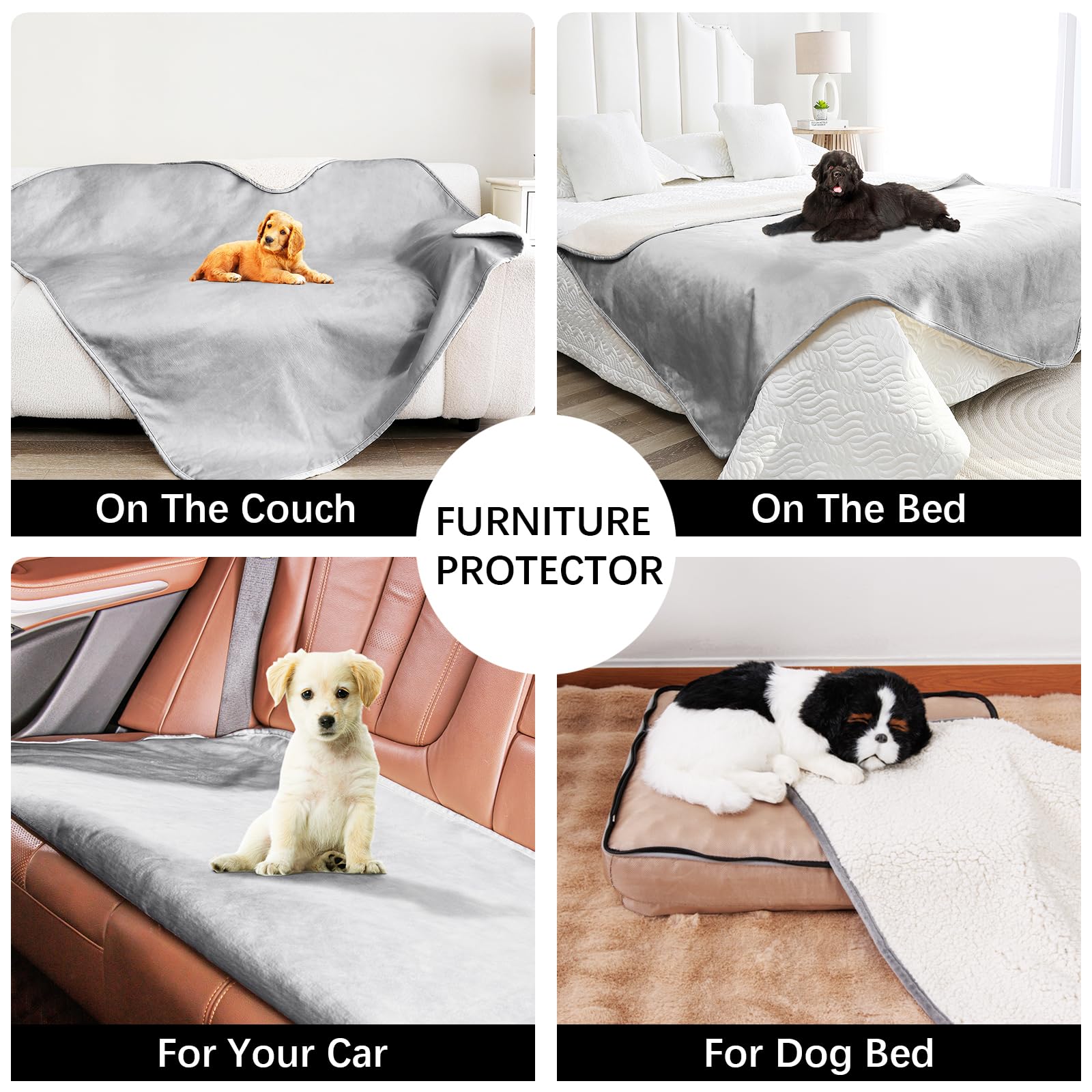 Bigbeer Waterproof Dog Blanket For Small Dogs, Washable Pet Blankets For Indoor Cats, Plush Sherpa Puppy Throw Furniture Protect
