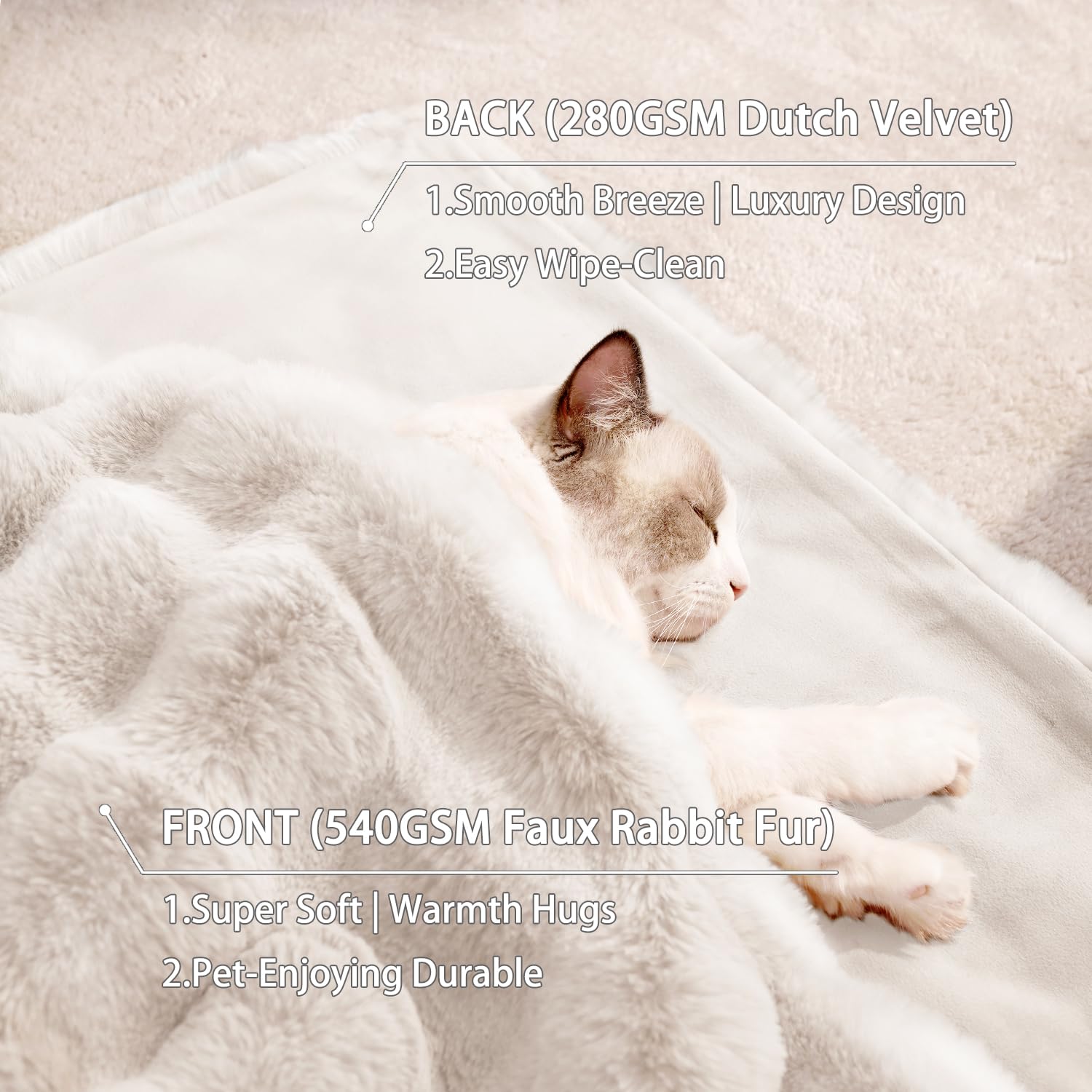 SOMAHE Dog Blanket Ultra Soft Fuzzy Faux Fur Cat Blankets for Indoor Cats Faux Fur Machine Washable Reversible Pet Throw Protect