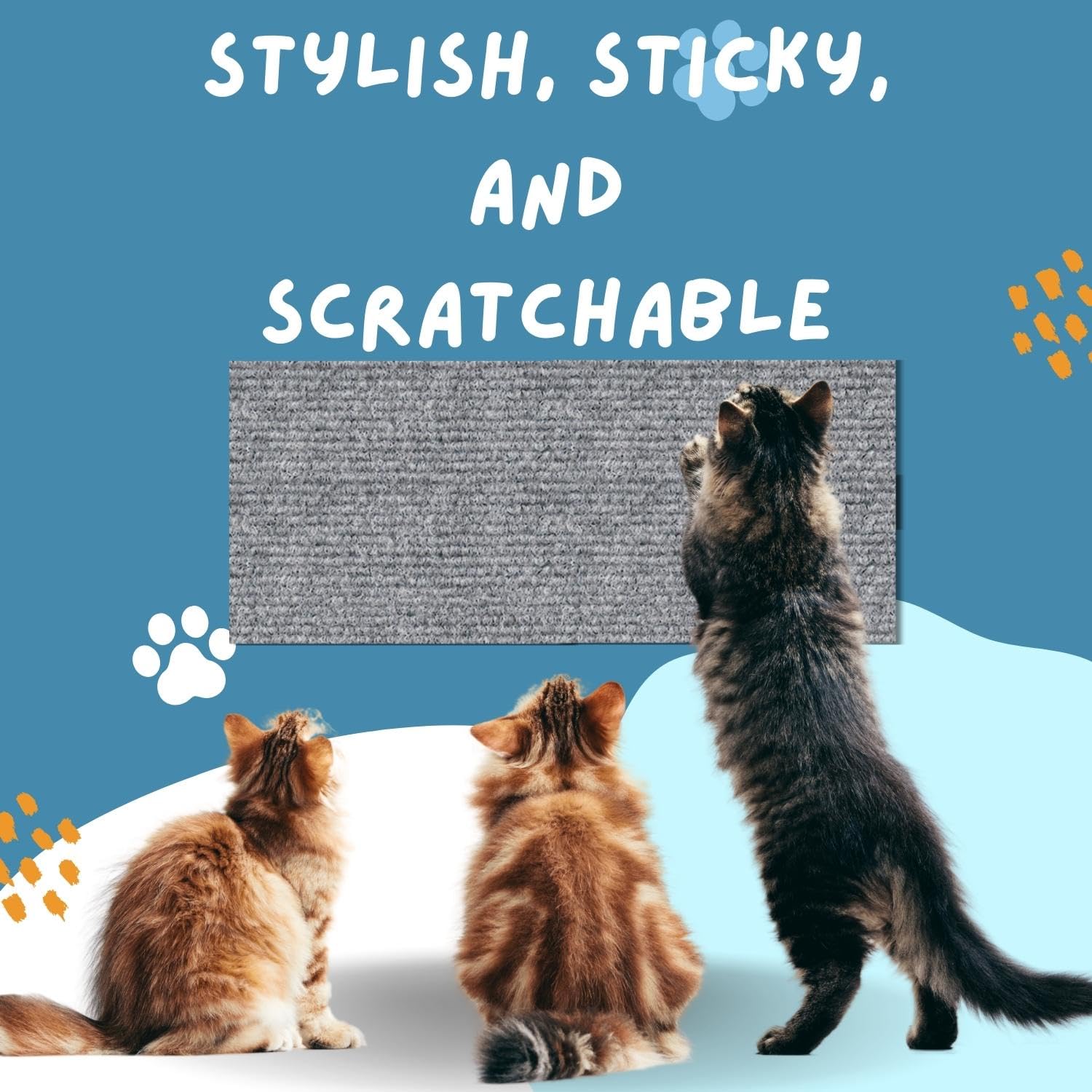 Cat Scratch Mat (3 Pack), 23.6 x 11.8 Cat Wall Stracther, Versatile Self-Adhesive Replacement Easy Use for Cat Trees Wall Furnit