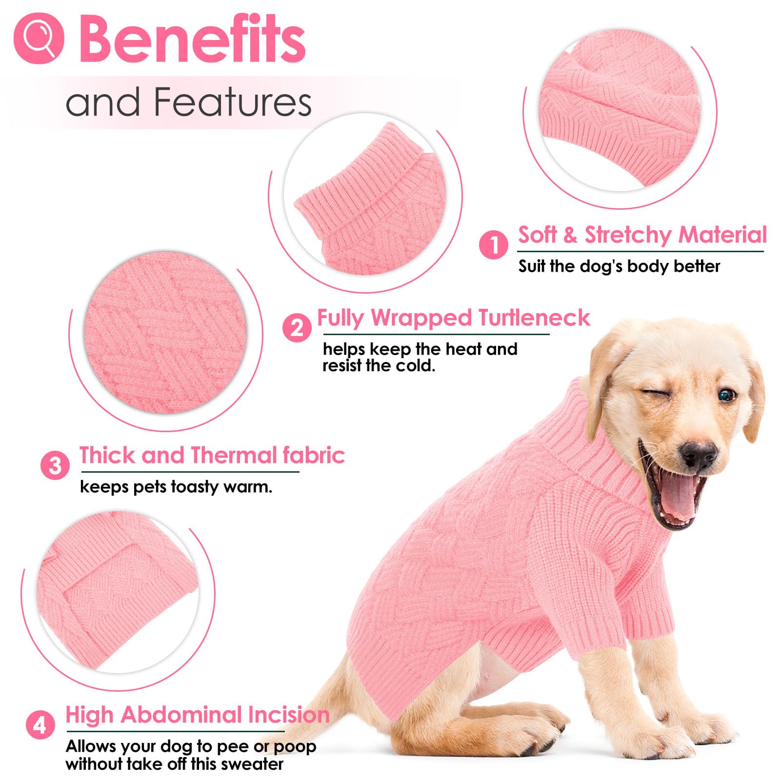 AOFITEE Dog Sweater, Dog Sweaters for Medium Dogs Girl, Warm Halloween Dog Sweater, Winter Medium Dog Sweaters Female Male, Clas