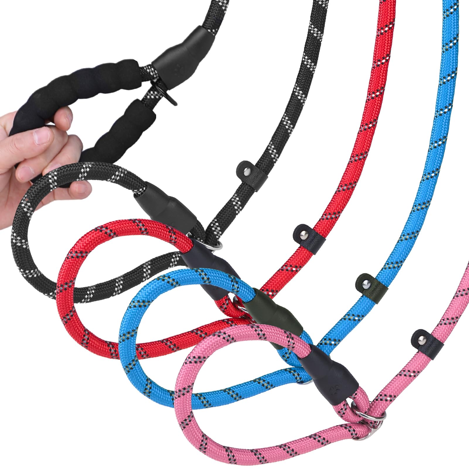 Homimp Slip Lead Dog Leash 6 Ft - Reflective 4 Pcs Bulk Color Heavy Duty Rope Dog Leash For Small Medium Large Dogs Puppy - Soft