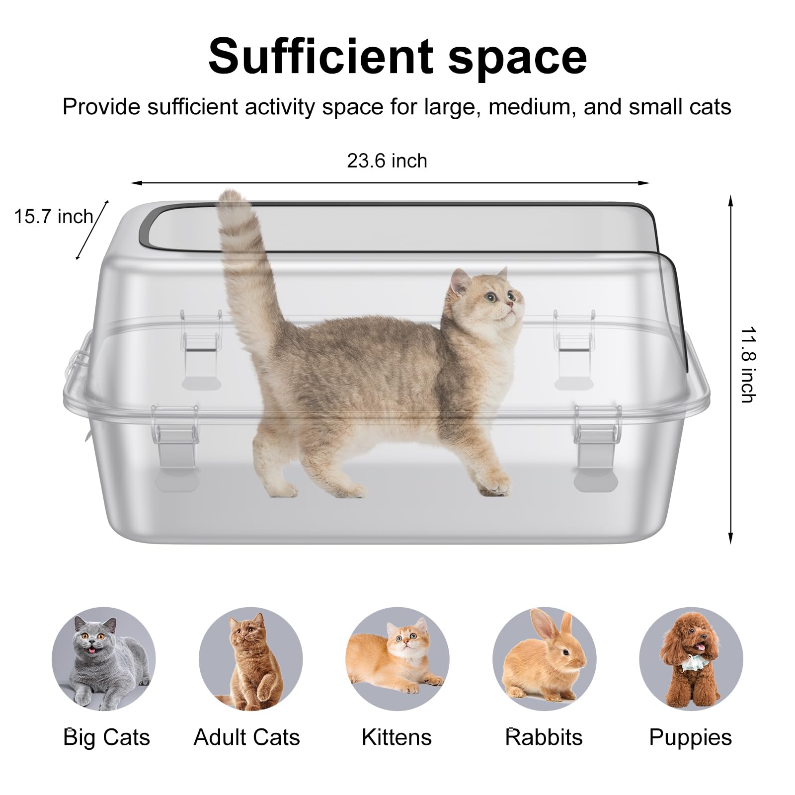 12'' Deep Stainless Steel Cat Litter Box With Lid,Xl Enclosed Cat Litter Box,Metal Litter Box Easy To Clean,Non-Stick Kitty Litt