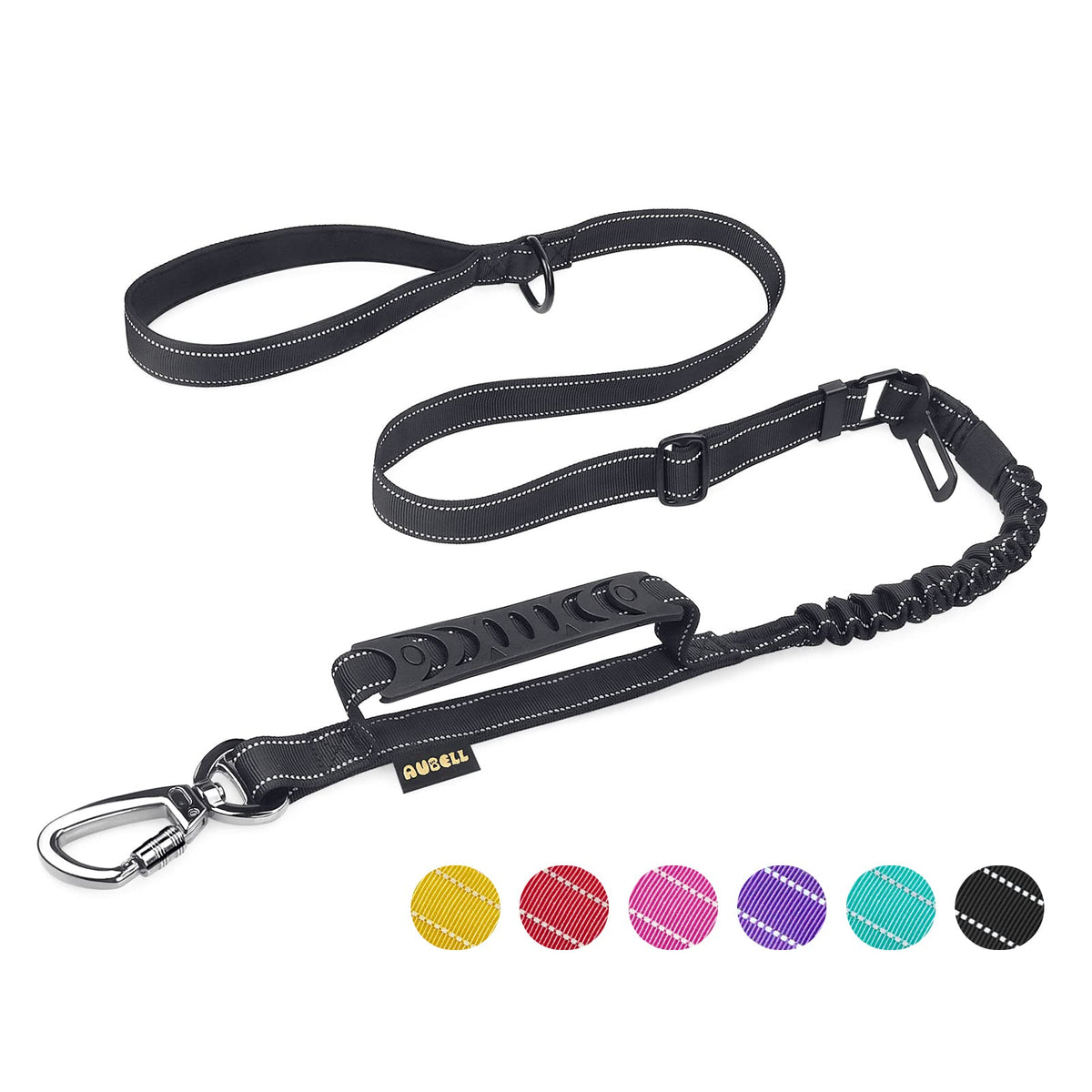 Heavy Duty Dog Leash, Reflective Dog Leashes With Car Seat Belt And Soft Padded Handle, 6Ft Strong Dog Leash For Training, Walking Lead For Large Medium Dogs, Black