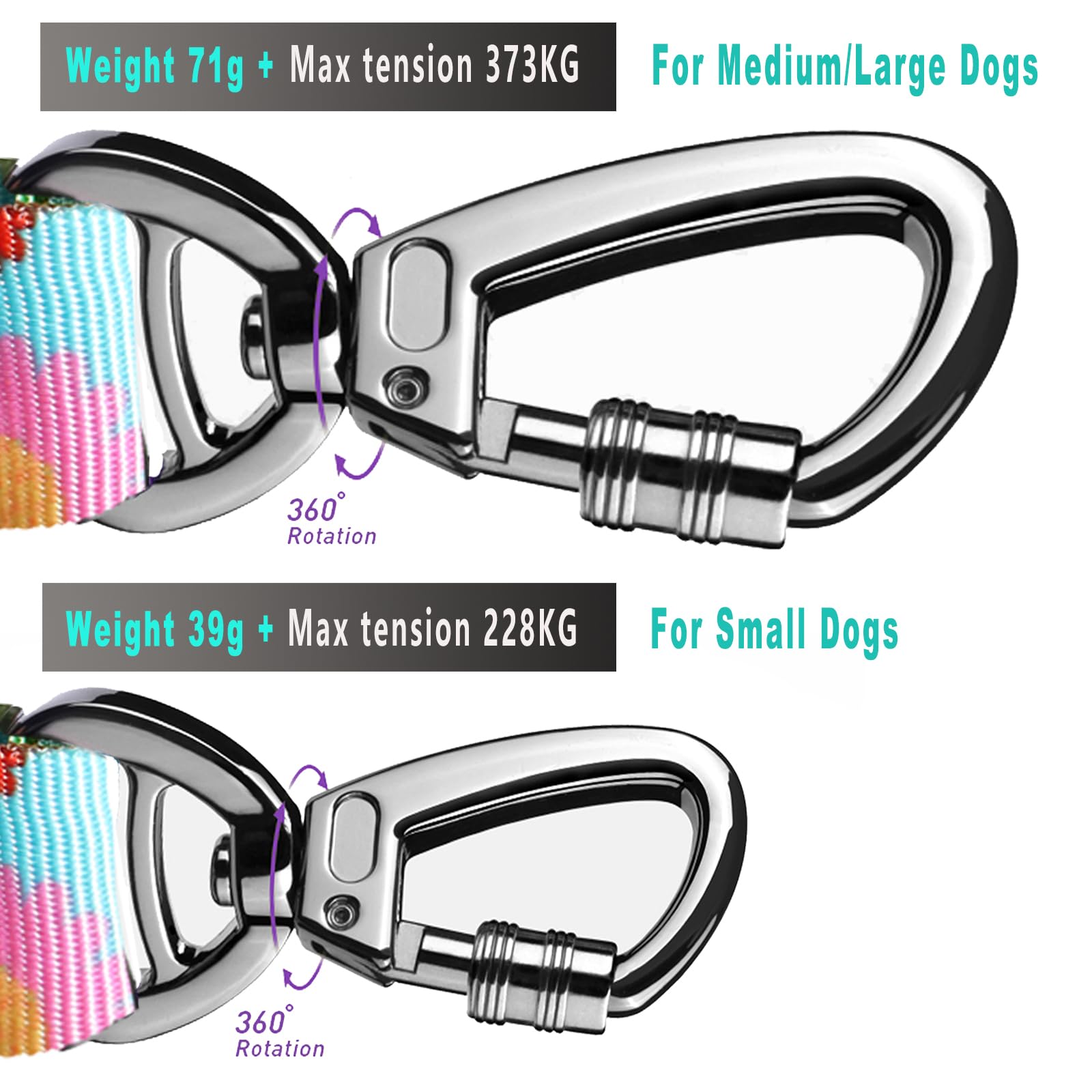 Heavy Duty Dog Leash, Hotsky Tactical Dog Leash With Car Seat Belt And Double Handle For Large Dogs Up To 150Lbs, 4Ft 6Ft Adjustable Shock Absorbing Strong Dog Leash For Dog Training Walking (Daisy)