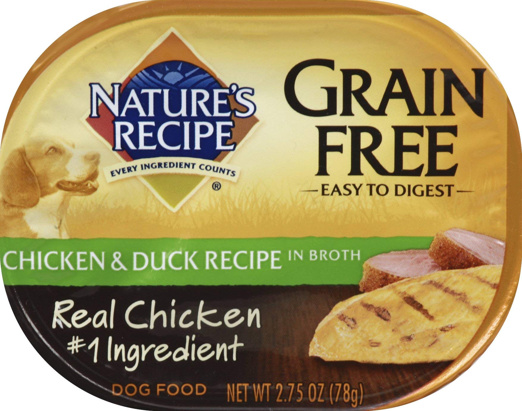 Natures Recipe Easy to Digest Wet Dog Food, Chicken & Duck in Broth Recipe, 2.75 Ounce Cup, Grain Free