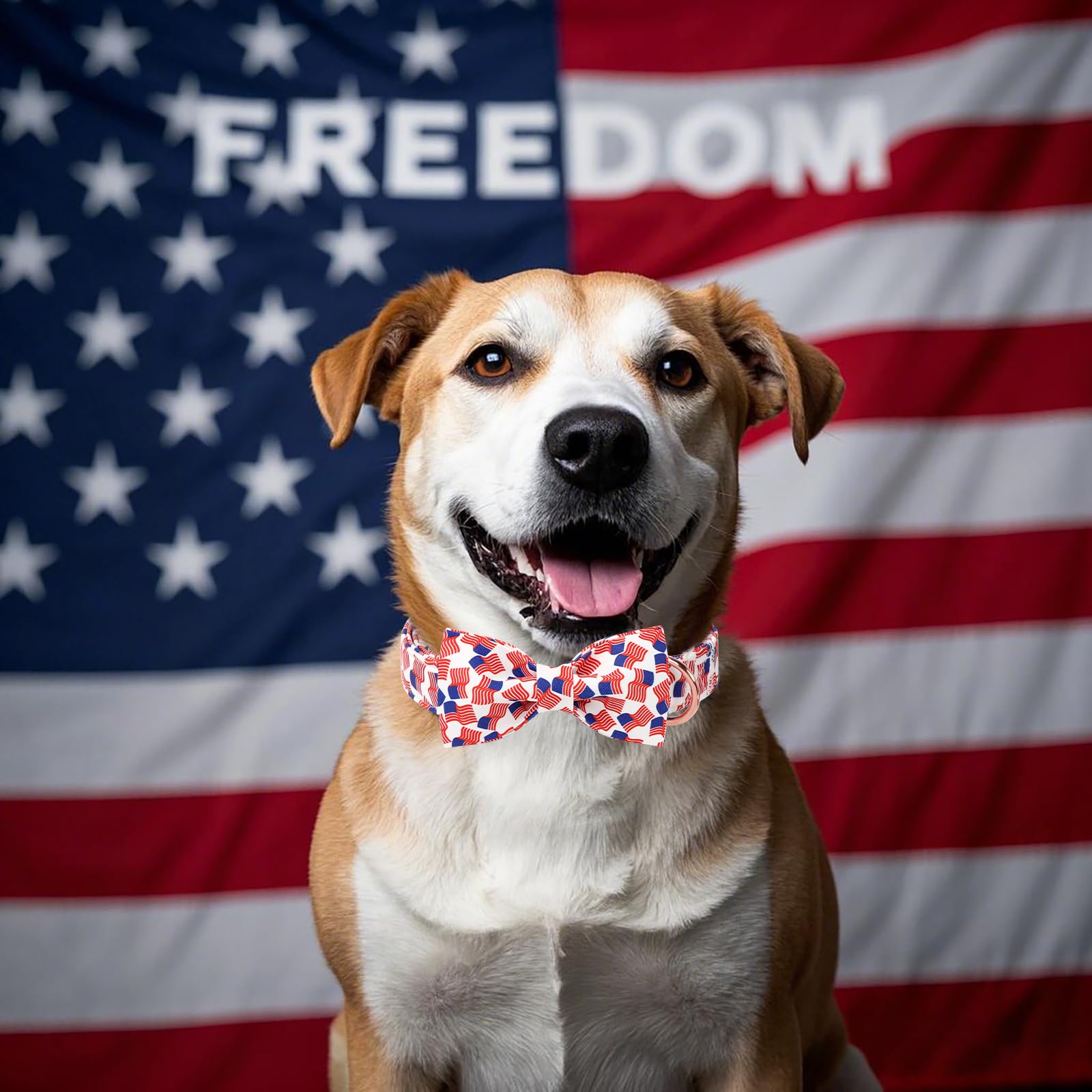 Babole Pet American Flag Dog Collar With Bow Tie - 4Th Of July Us Flag Bowtie Collar Independence Day Safety Patriotic Dog Colla