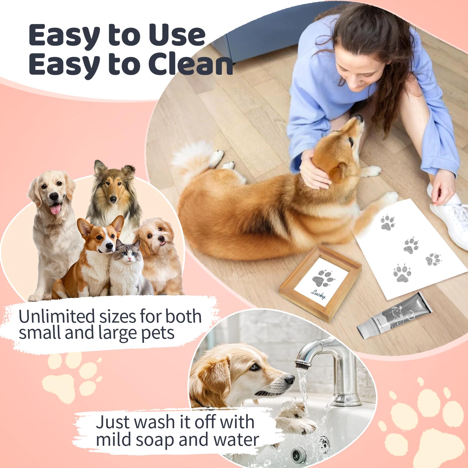 Nabance 2.54 Fl Oz Silver Pet Paw Print Friendly Ink Paint, Dog Cat Paw Print Safe Ink, Non-Toxic Acid-Free, Safe Gentle For Hom