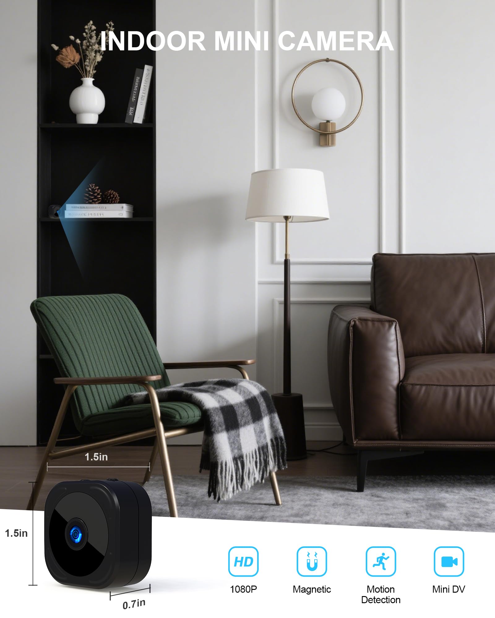 Aobocam 1080P Hd Mini Camera For Indoor Security With App Control Motion Detection & Night Vision Wireless Wifi Rechargeable Pet