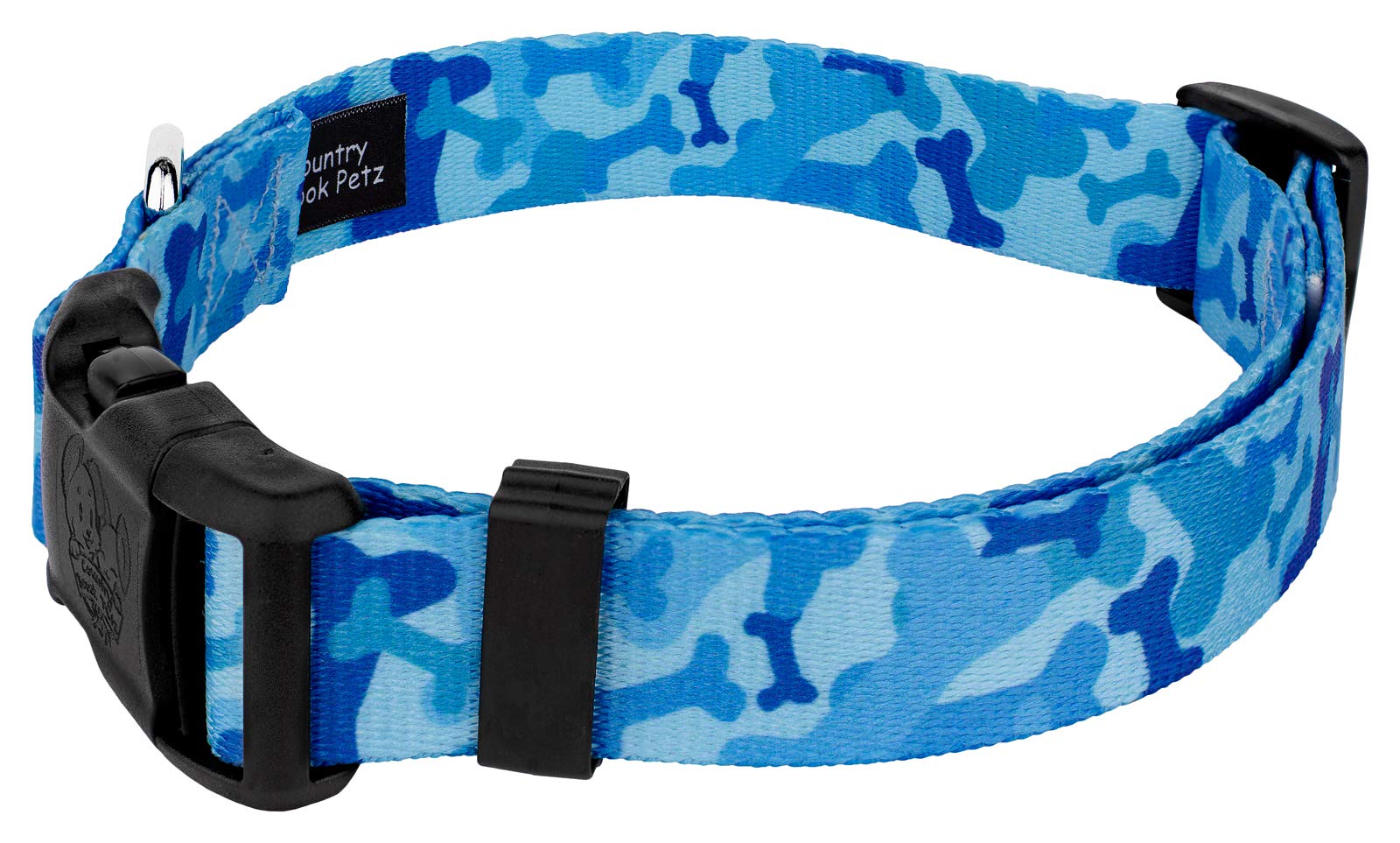 Country Brook Petz - Deluxe Blue Bone Camo Dog Collar - Made In The U.S.A., Camouflage Collection Featuring Rugged Designs (1 Inch, Large)