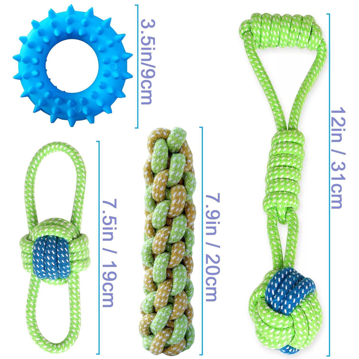 Sunglow Cotton Rope Weaving Dog Toy & Ring Toy Rubber,Cotton Rope Dog Chew Toys,Decompression And Tug Toy For Small Dogs Trainin