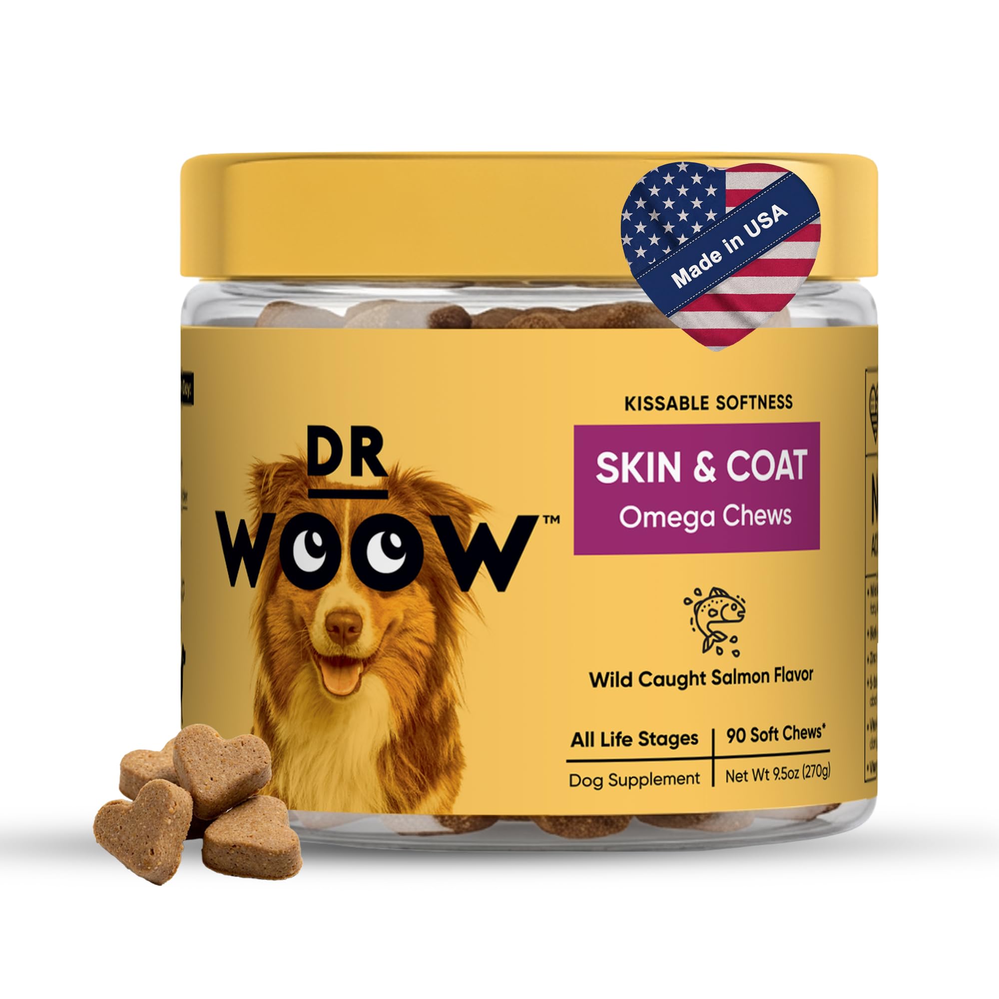 Omega 3 Supplements for Dogs Soft Chews (90 CT) - Skin & Coat Support + Itchy Skin Comfort - Wild Alaskan Salmon Oil + Biotin - 