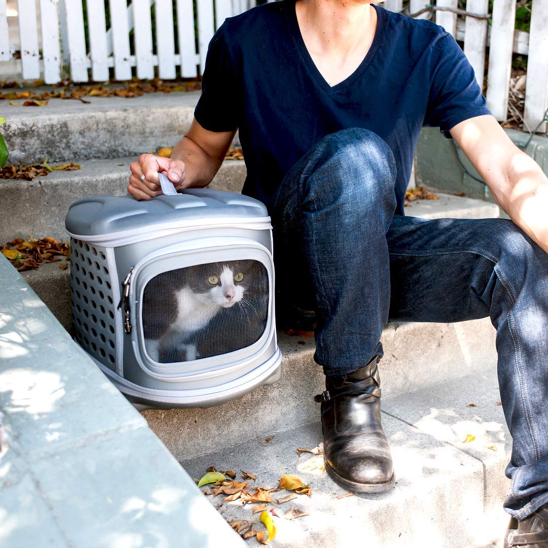 Pet Magasin Hard Cover Collapsible Cat Carrier - Pet Travel Kennel With Top-Load & Foldable Feature For Cats, Small Dogs Puppies