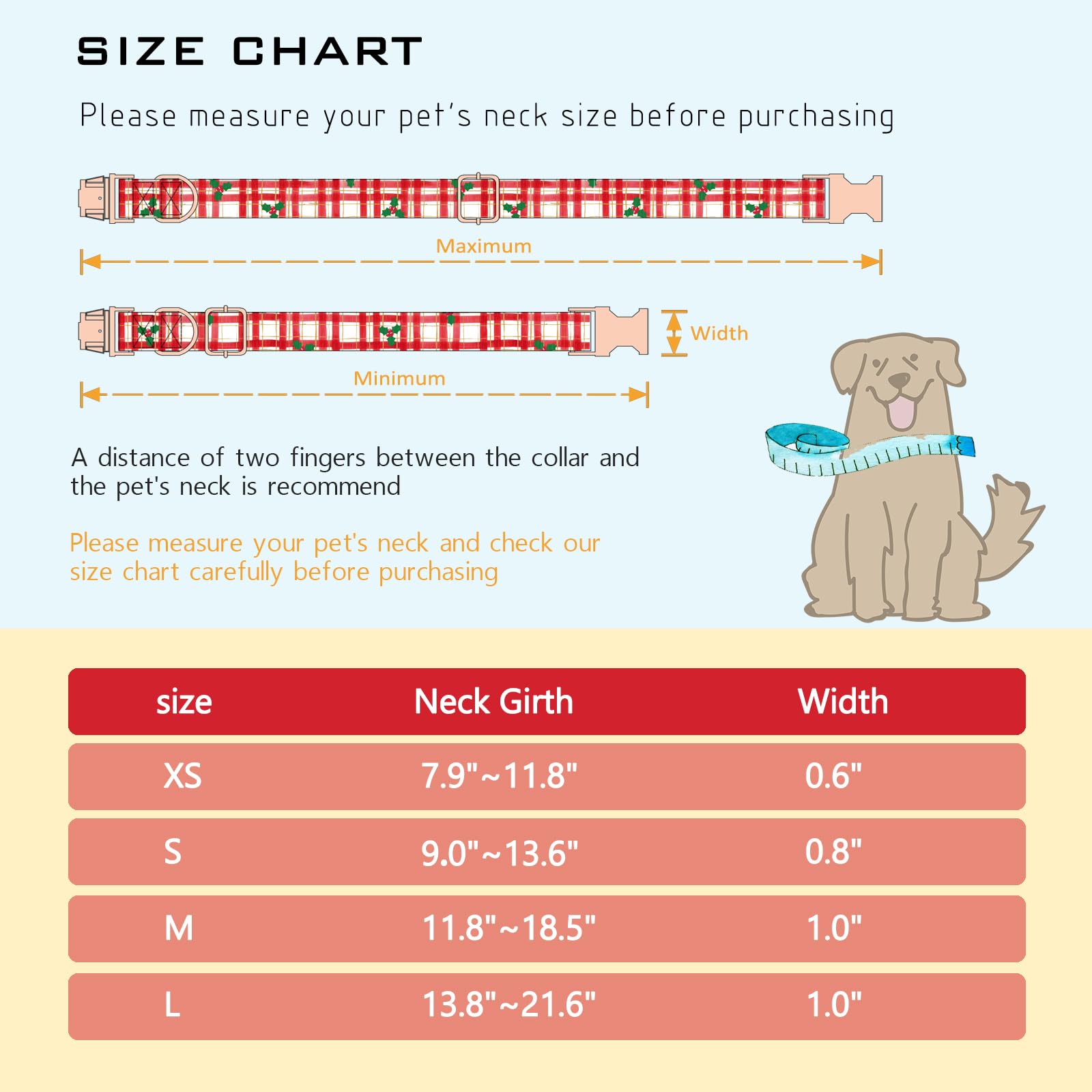 Faygarsle Christmas Red Plaid Pattern Dog Collar For Small Medium Large Dogs Cute Puppy Collars For Female Dogs For Summer Sprin