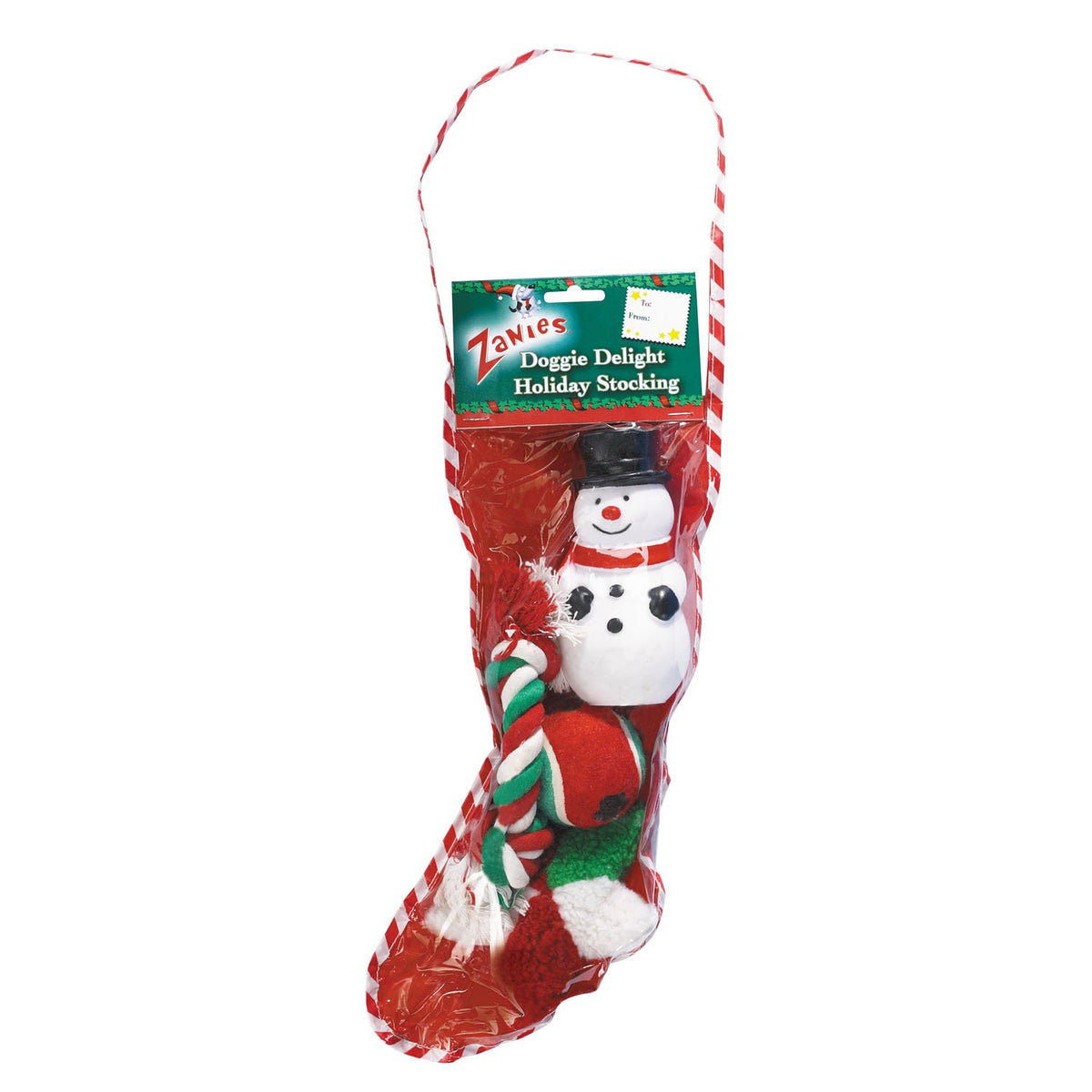 Zanies Doggie Delight Holiday Stockings — Festive Holiday Toys For Dogs , 14'