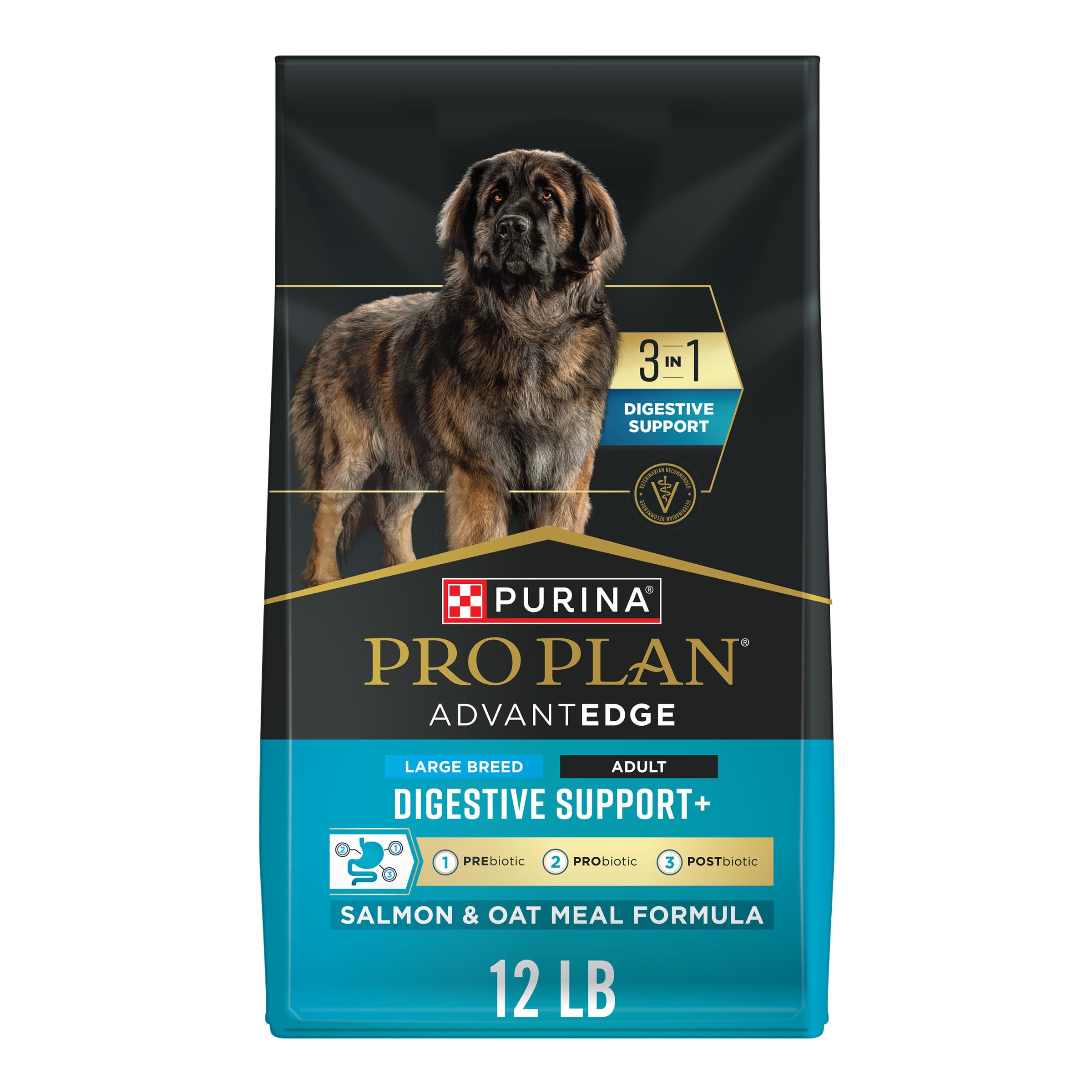 Purina Pro Plan AdvantEDGE Digestive Support Plus Large Breed Salmon and Oat Meal Formula Adult Dry Dog Food - 12 lb Bag