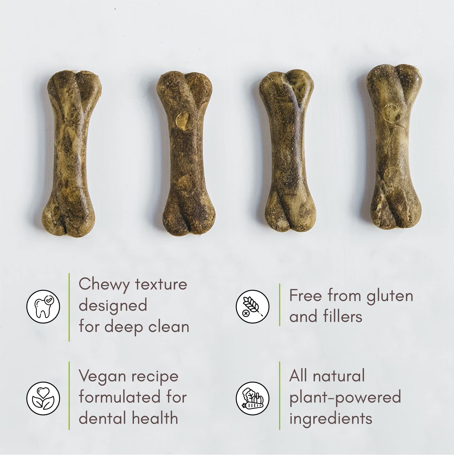 V-dog Dog Treats - Vegan Breathbone Teeth Cleaning Dental Dog Bones - Fresh Breath - 8 Ounces - All Natural - Made in USA - 6 Bo