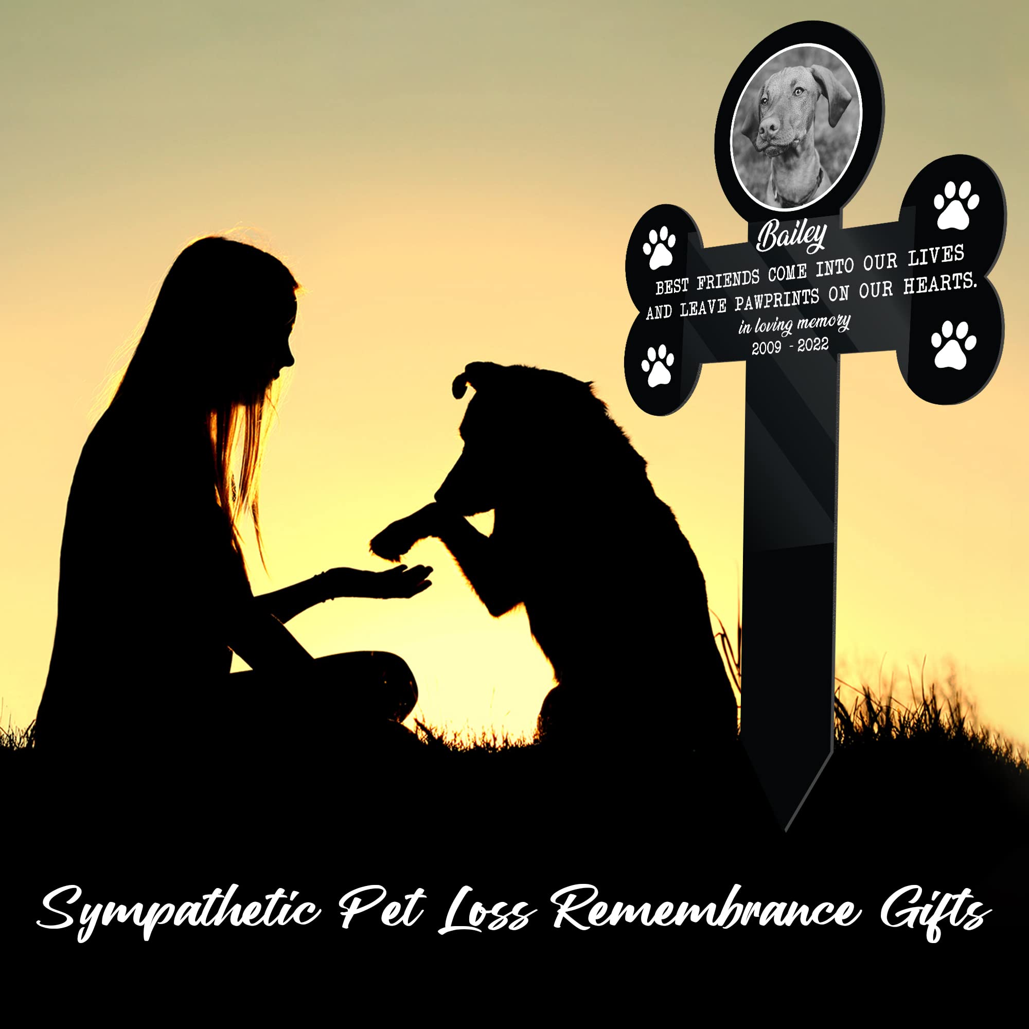 Bfigift Personalized Pet Grave Markers Memorial Pet Loss Sign Pet Plaque Garden Decor To Remember Your Dogs Custom Plaque Stake Dog Yard Stake Grave Supplies Photo In Loving Memory Animal Cats Cross