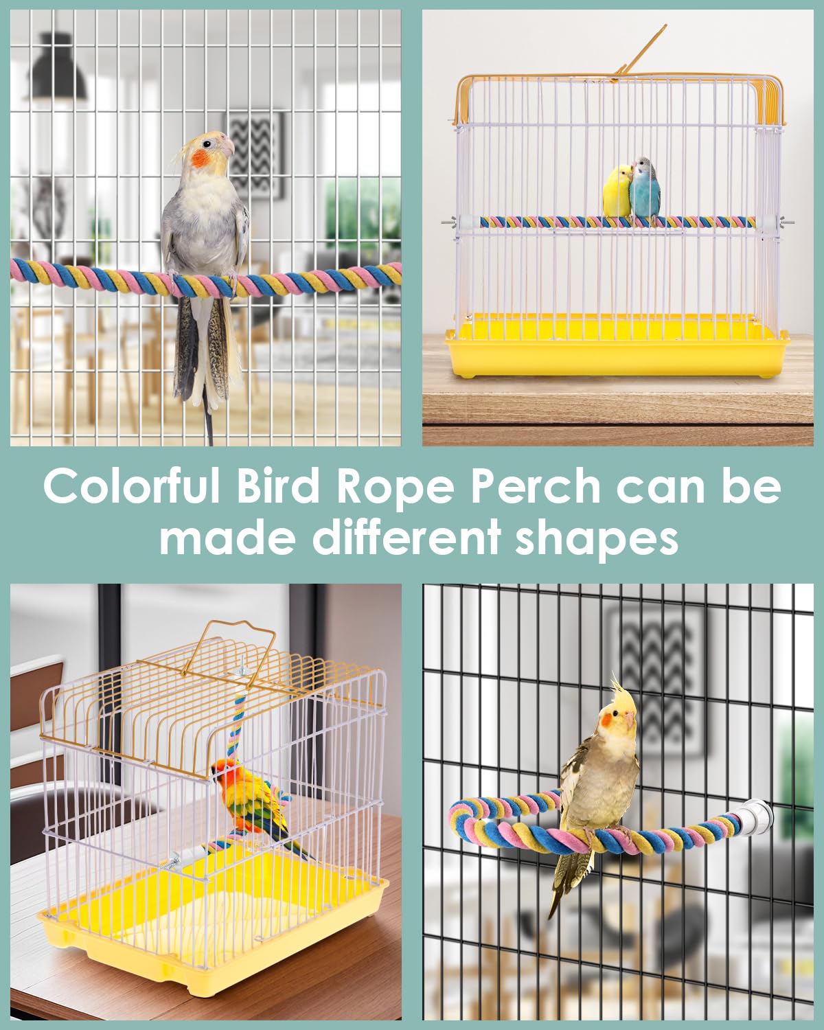 Bissap Conure Toys, 5 Pcs Bird Foraging Shredder Hanging Swing Rope Perch Toys Sola Balls With Sand Hammer For Small Parrots Par