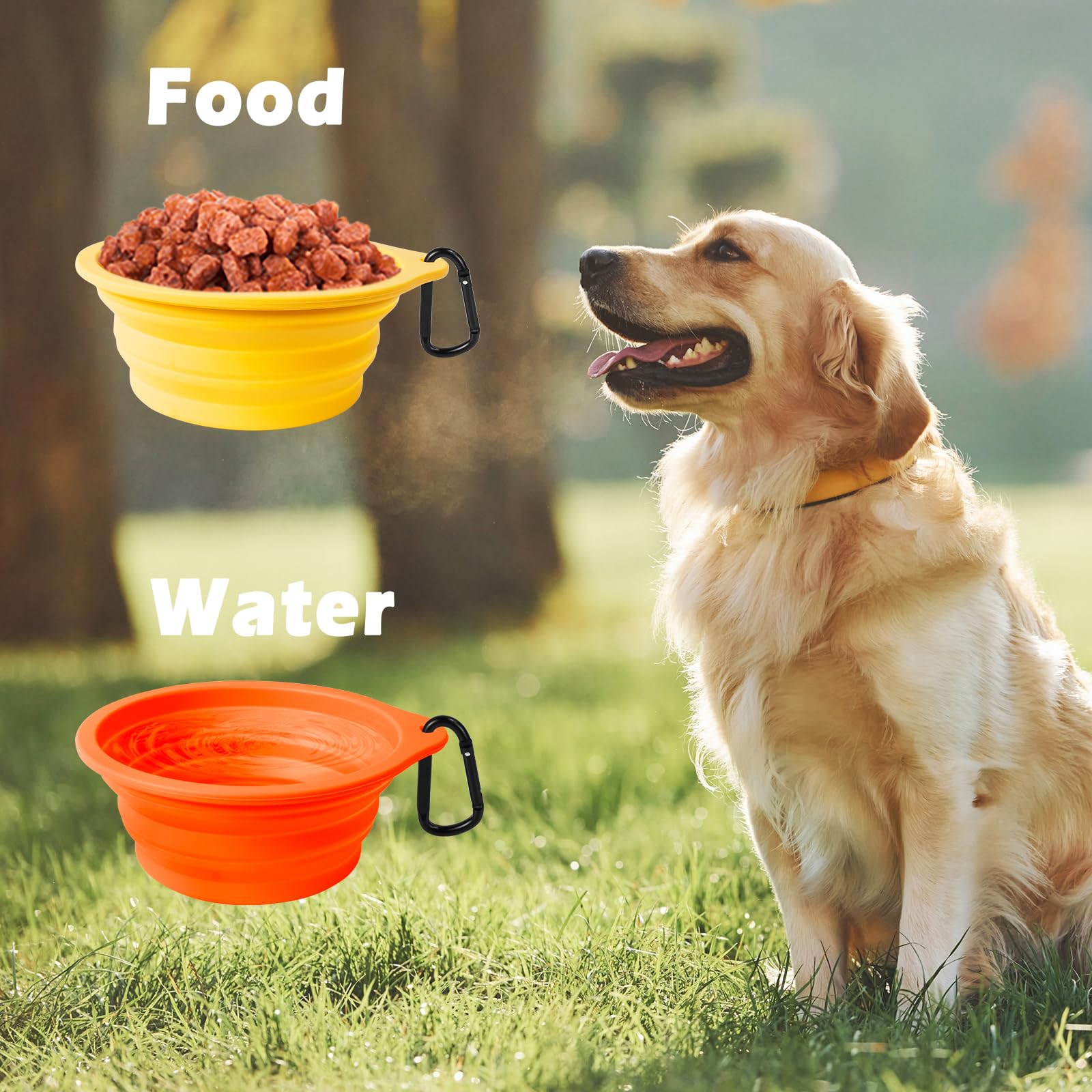 PetBonus 2-Pack Large Silicone Collapsible Dog Bowls, 34oz/1000ml BPA Free Portable Foldable Travel Bowl for Pet Cat, Food Water