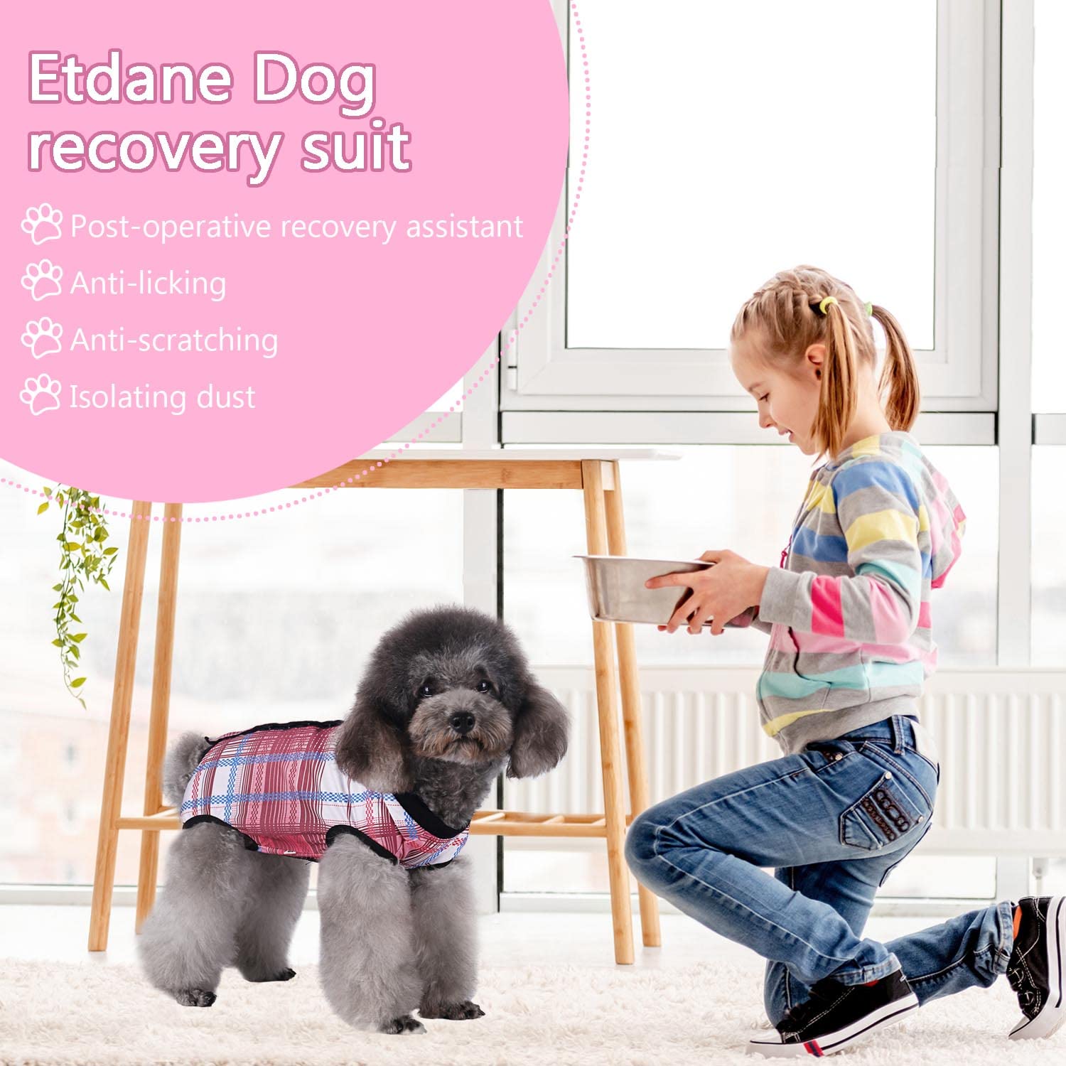 Etdane Dog Recovery Suit for Female Male Dog Onesie for Surgery Dog Surgical Suit After Spayed Dog Neuter Body Suits Fit Small M