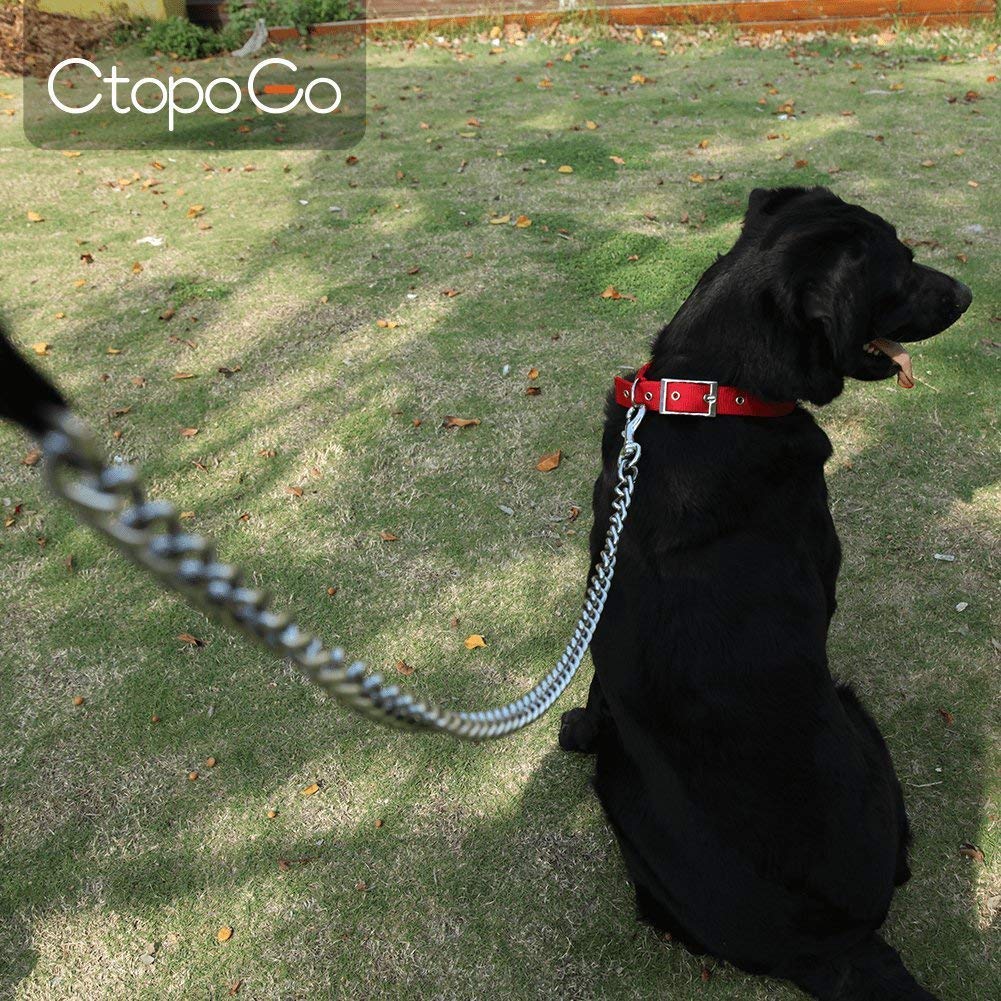 Ctopogo Heavy Duty Dog Leash,Metal Dog Leash Dog Chain With Padded Handle For Large & Medium Size Dogs (4 Ft. X 3.0 Mm (0-80 Lbs.))