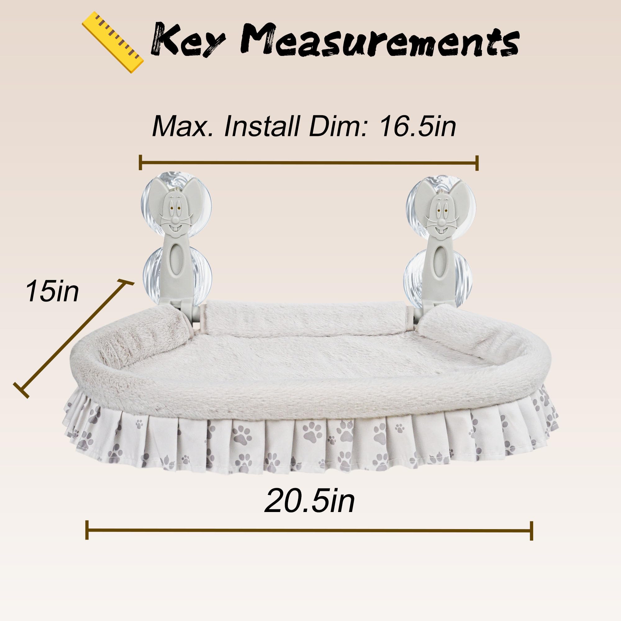 Rhergrac Cat Window Perch For Large Cats - No Tools Needed With 4 Super Suction Cups, Soft Chew-Resistant Fleece & Easy Clean De