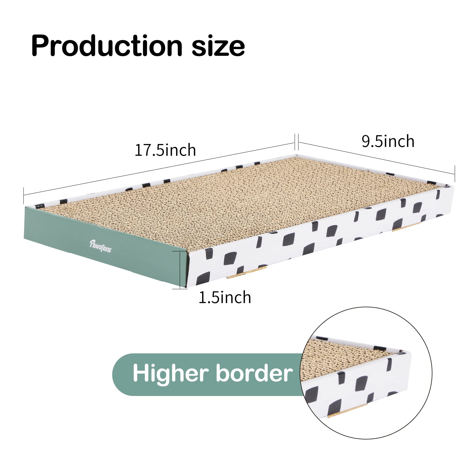 Pawsfans Cat Scratcher Cardboard Scratch Pad With Box Durable Corrugate Scratching Kitty Sofa Lounge Bed Reversible Catnip Included For Indoor Cats (Large, 3Pcs)