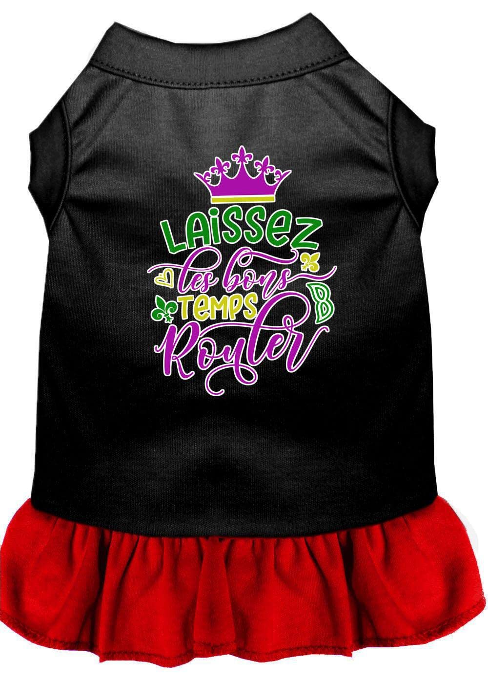Pet Dog and Cat Dress Screen Printed, Laissez Les Bons Temps Rouler Light Pink 2XL (20-25 lbs.)