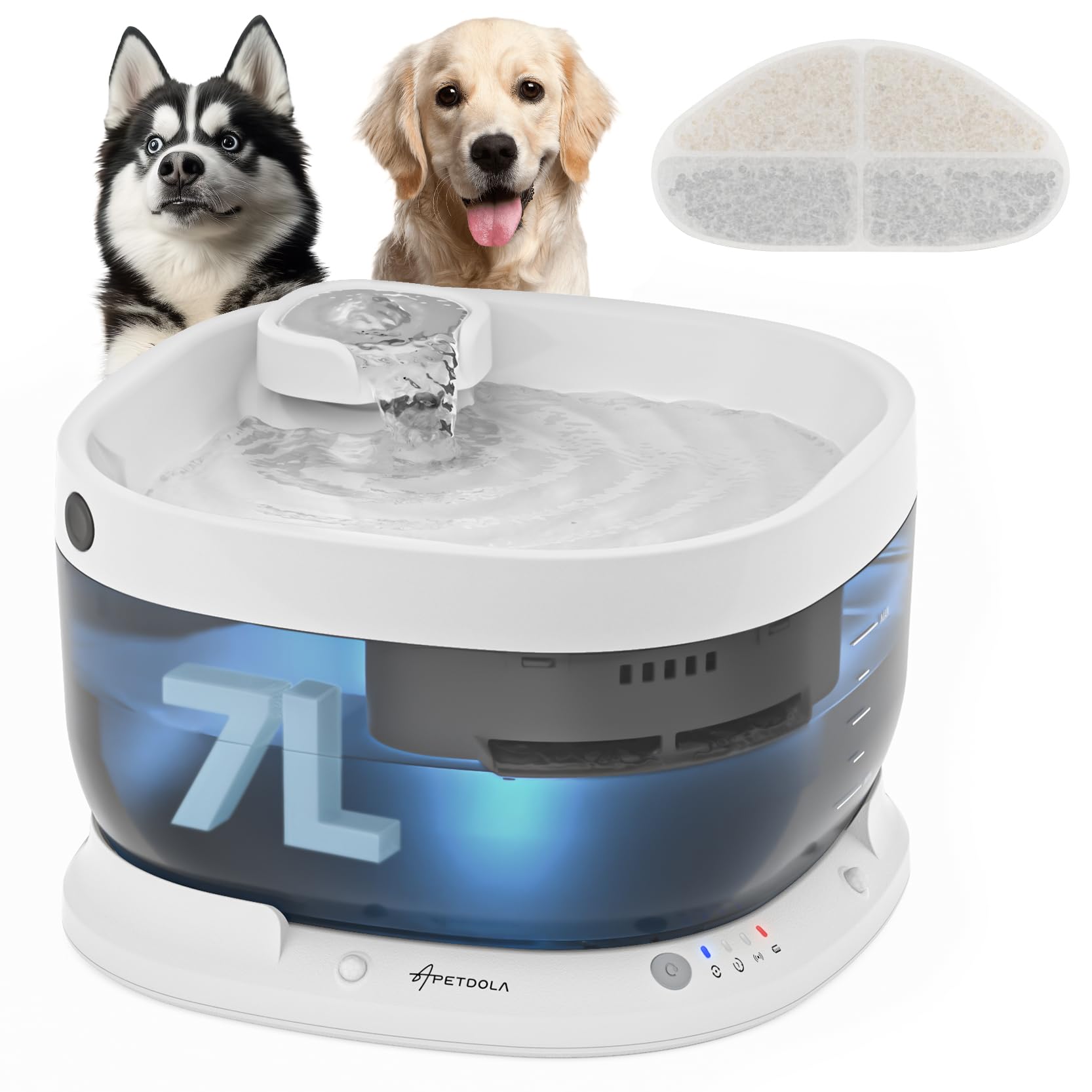 Apd Apetdola Wireless Dog Water Fountain, Battery Operated Dog Water Dispenser With Motion Sensor, 7L/237 Fl Oz Cordless Pet Fou