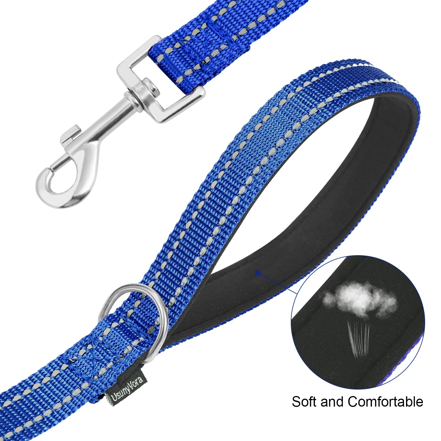 Usunyvora Reflective Nylon Dog Leash For Walking,Strong Dog Leash With Padded Handle For Small And Medium Dogs,5 Ft,Navy Blue