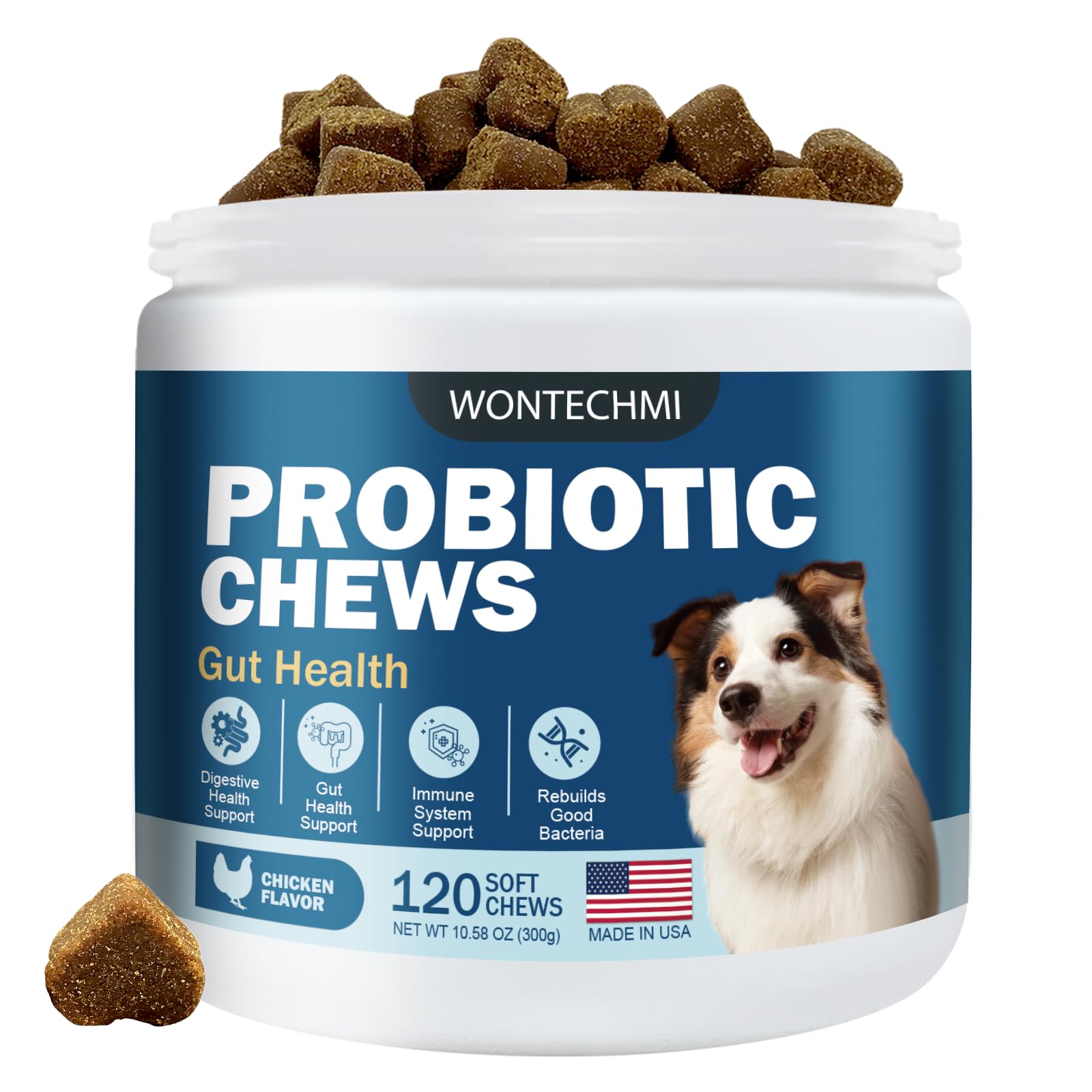 WONTECHMI Probiotics for Dogs, Improve Itchy Skin Itchy Ears, Gut Health, Yeast Balance, Allergies, Immunity, Dog Probiotics and