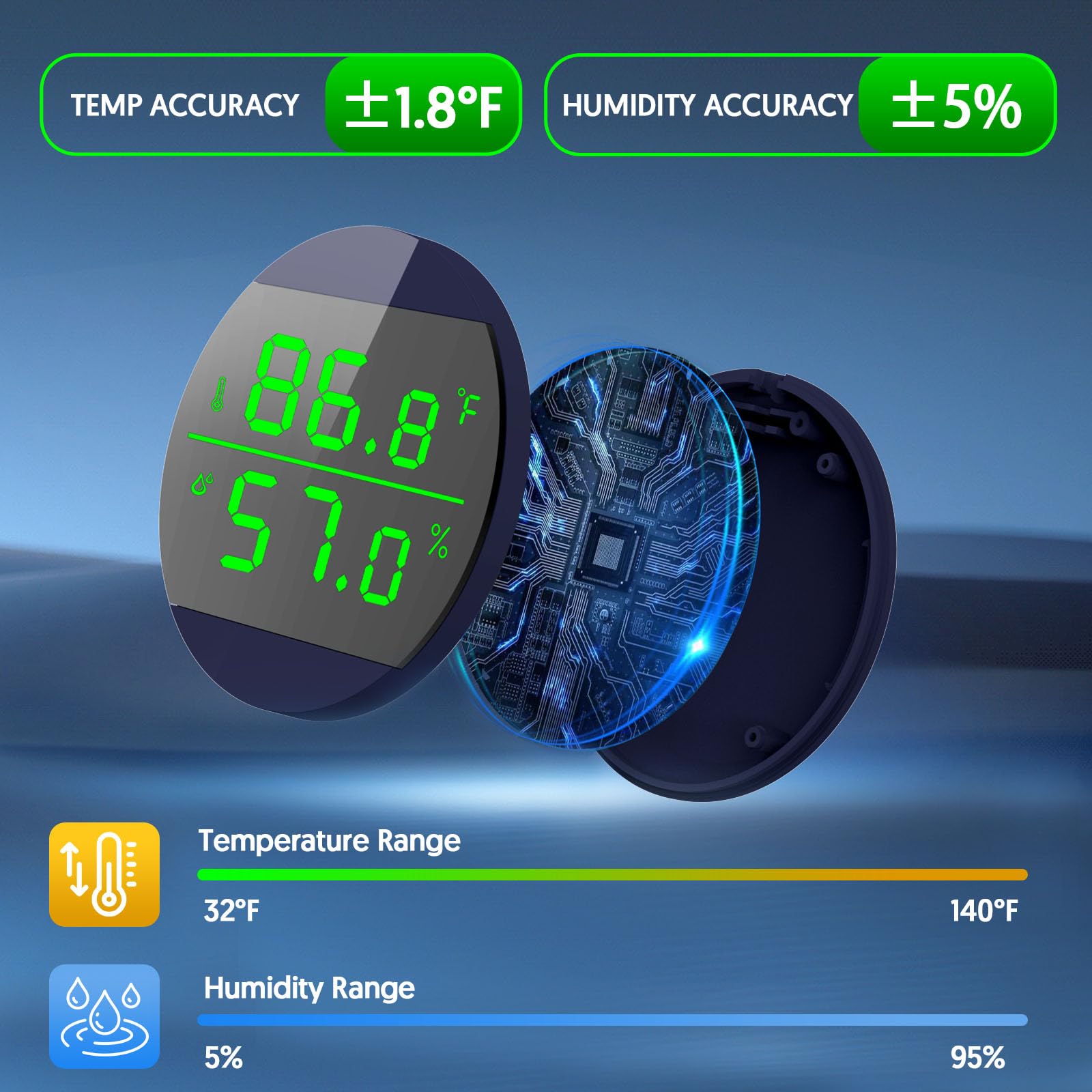 Qzq Reptile Thermometer And Humidity Gauge, Led Digital Thermometer Hydrometer, Reptile Tank Accessories For Bearded Dragon, Cre